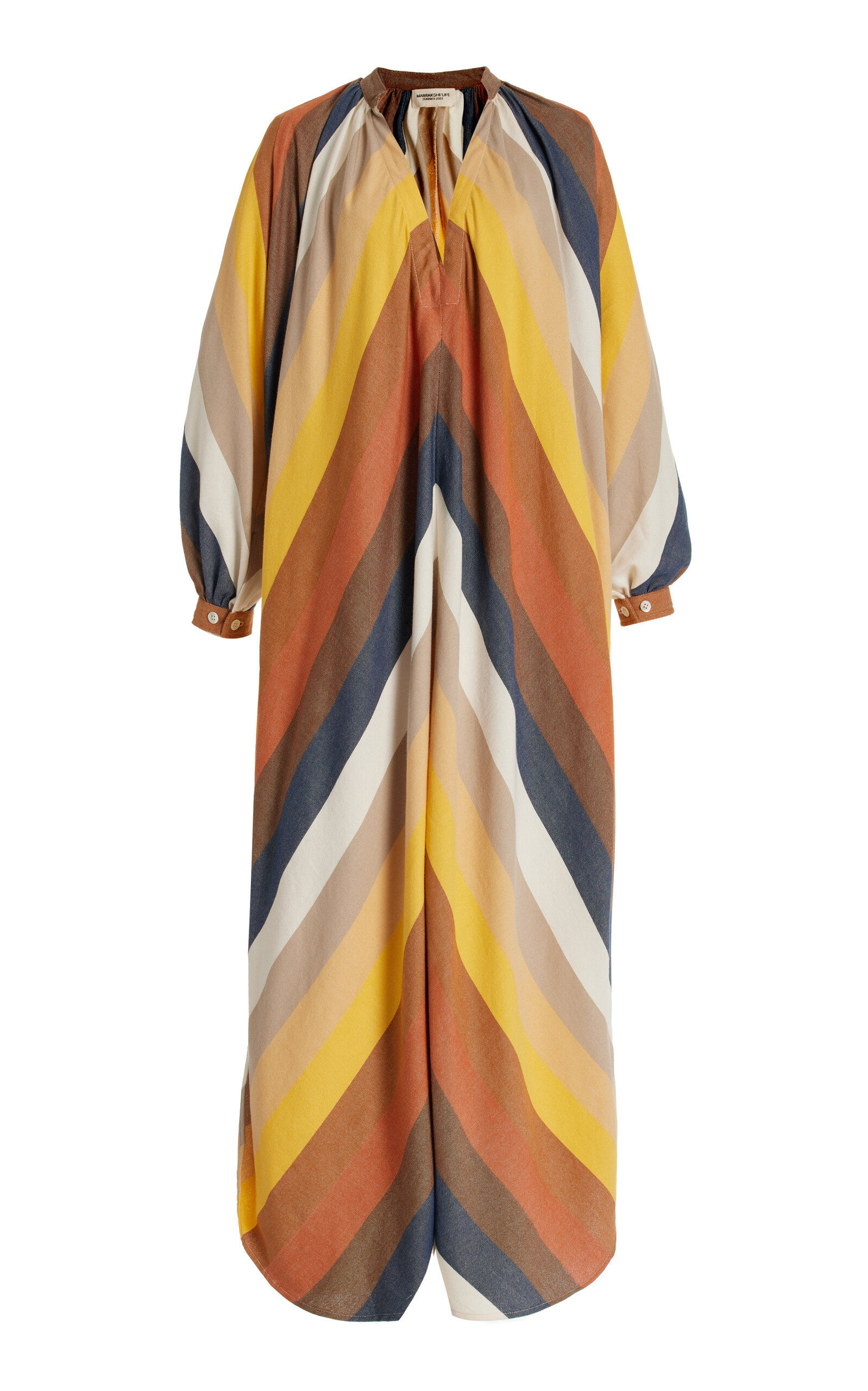 Marrakshi Life Women's Touareg Oversized Striped Cotton Maxi Dress