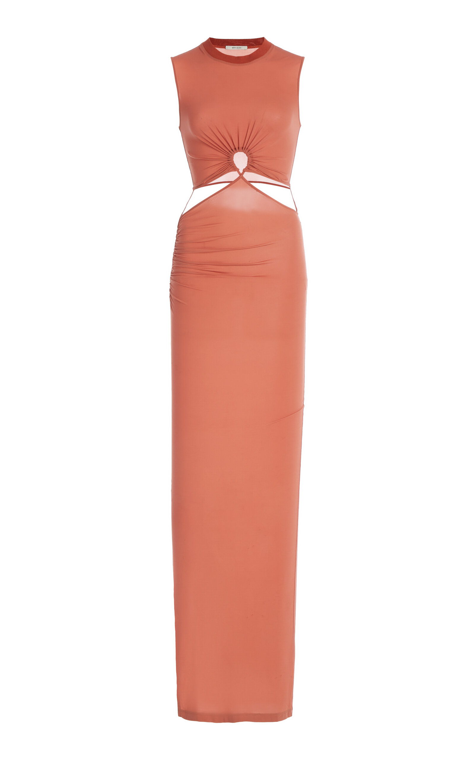 Nensi Dojaka Cutout Stretch-knit Maxi Dress In Orange