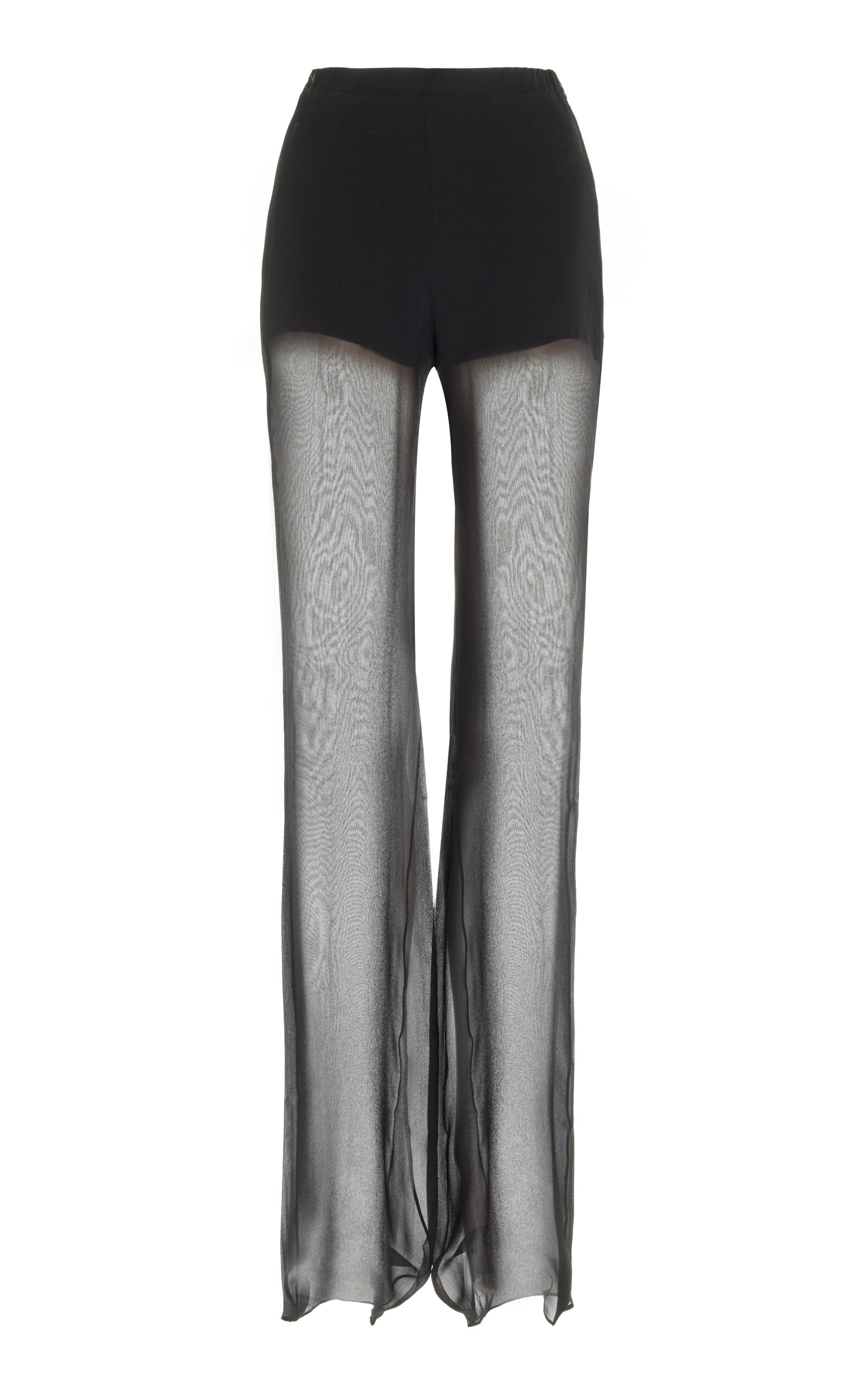 Nensi Dojaka Flared Silk-organza Pants In Black