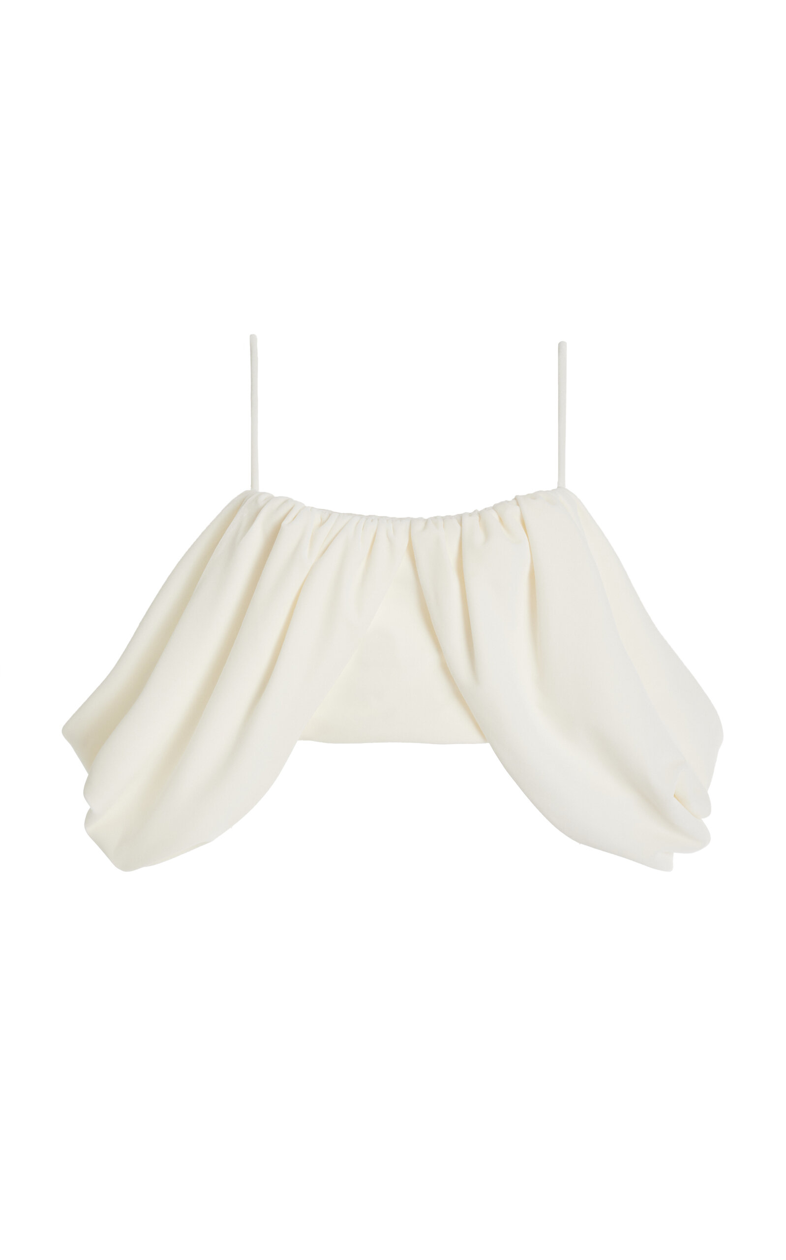 Beare Park Exclusive Drape-detailed Crepe Crop Top In Ivory