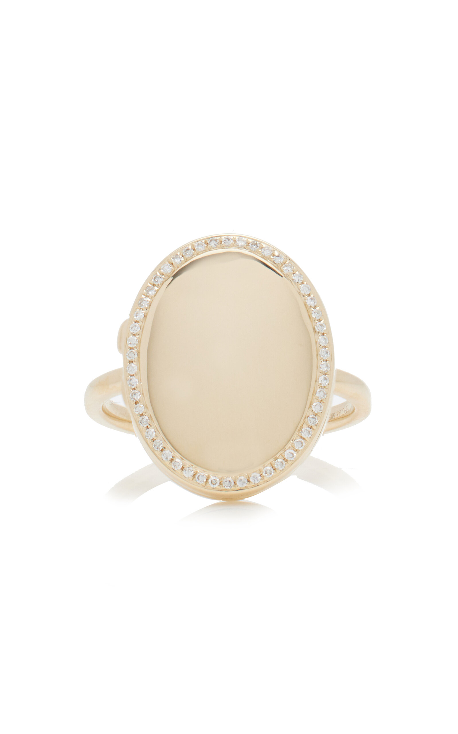 Ef Collection Women's 14k Yellow Gold Diamond Locket Ring