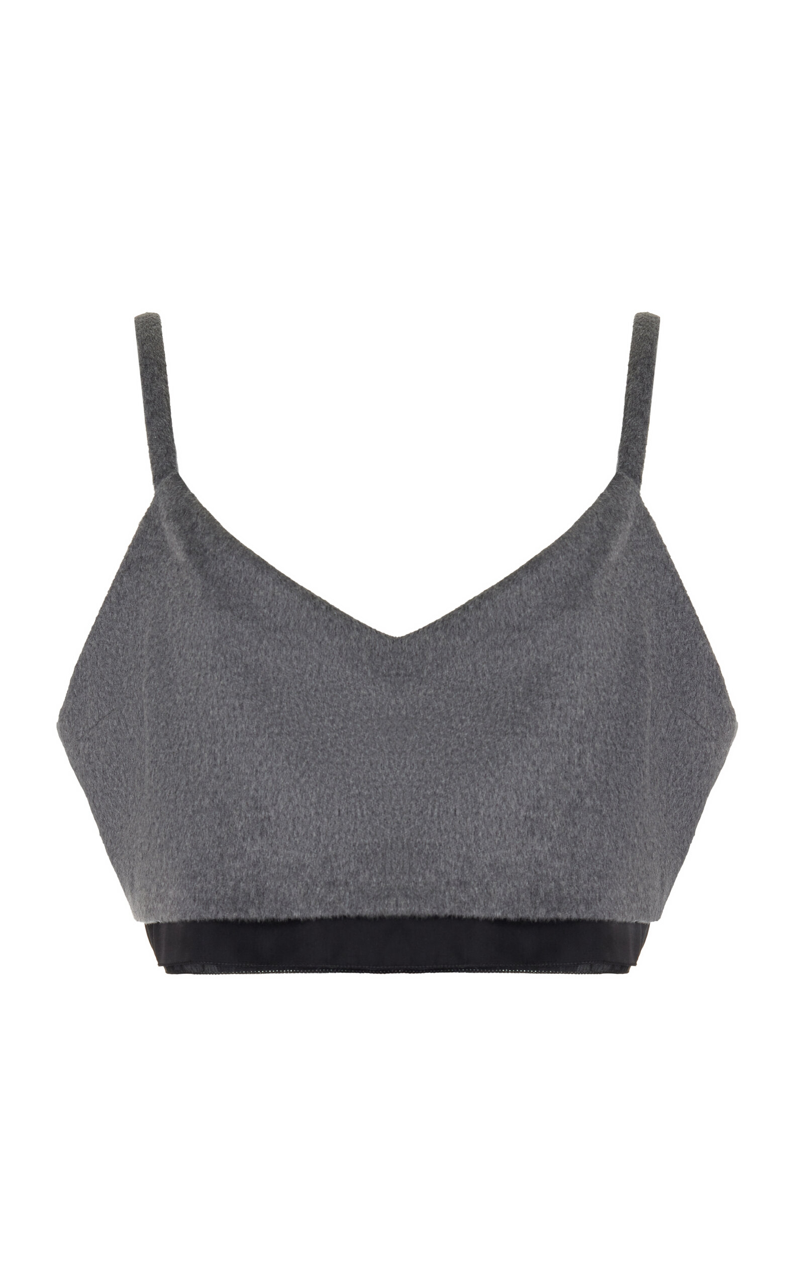 Miu Miu Layered Wool-cashmere Crop Top In Grey