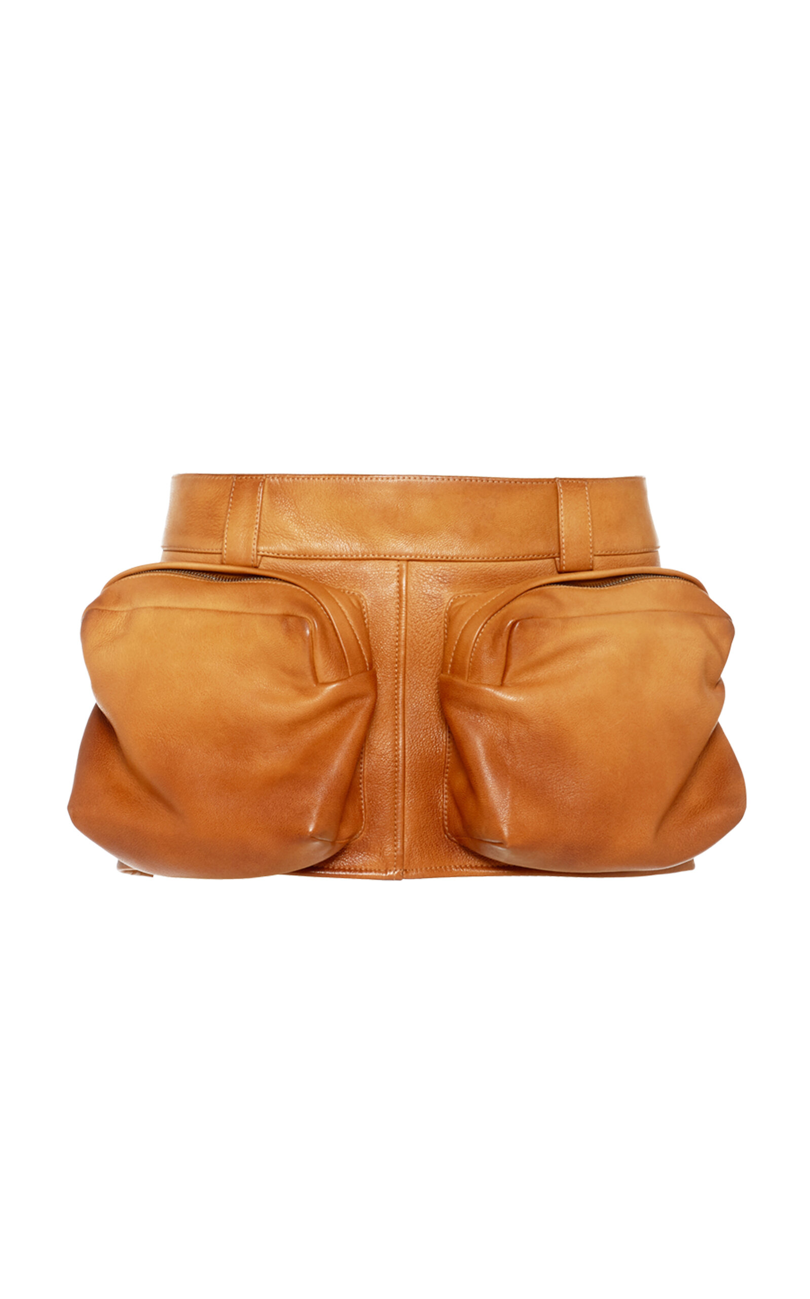 Miu Miu - Leather Mini Skirt - Brown - IT 42 - Moda Operandi