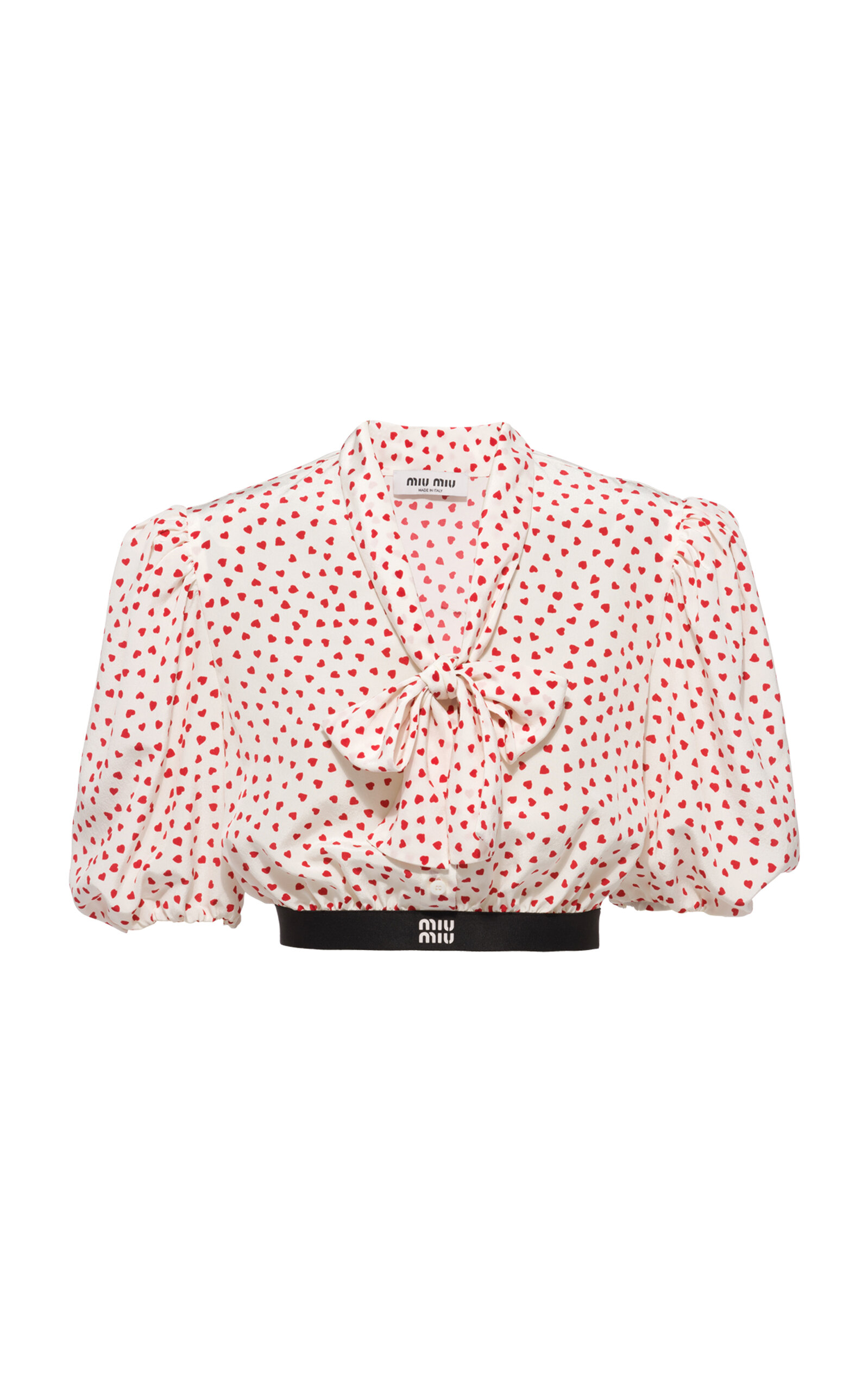 Miu Miu Crepe De Chine Cuori Cropped Top In Red