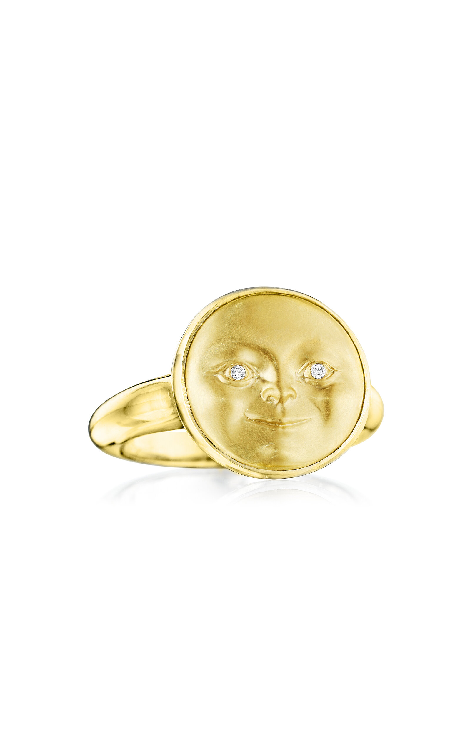 Anthony Lent Women's 18k Gold Small Diamond Moonface Ring