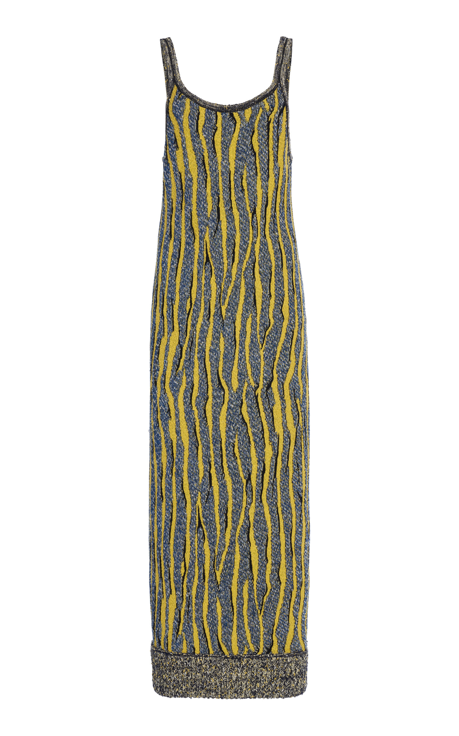 Bottega Veneta Women's Knit Animal-jacquard Midi-dress In Yellow Blue