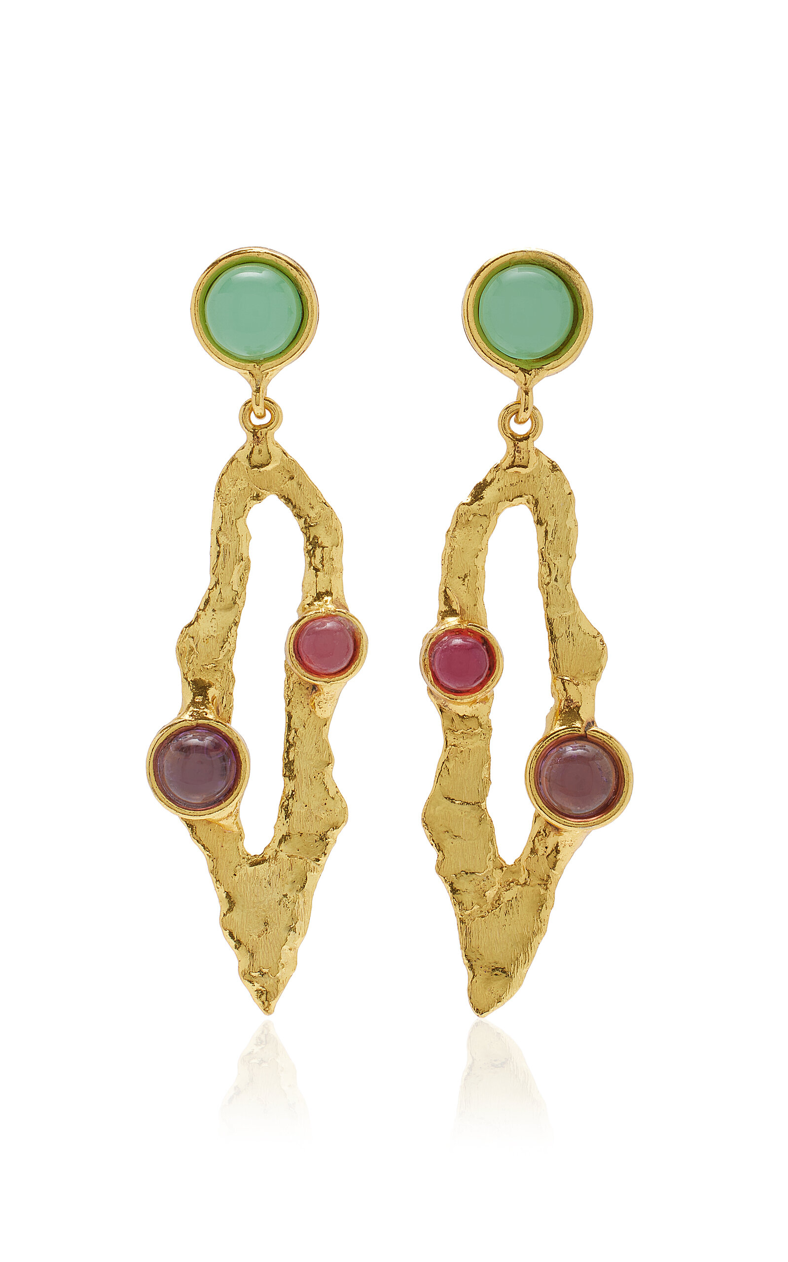 Sylvia Toledano Lava 22k Gold-plated Amazonite And Rhodochrosite Earrings In Multi