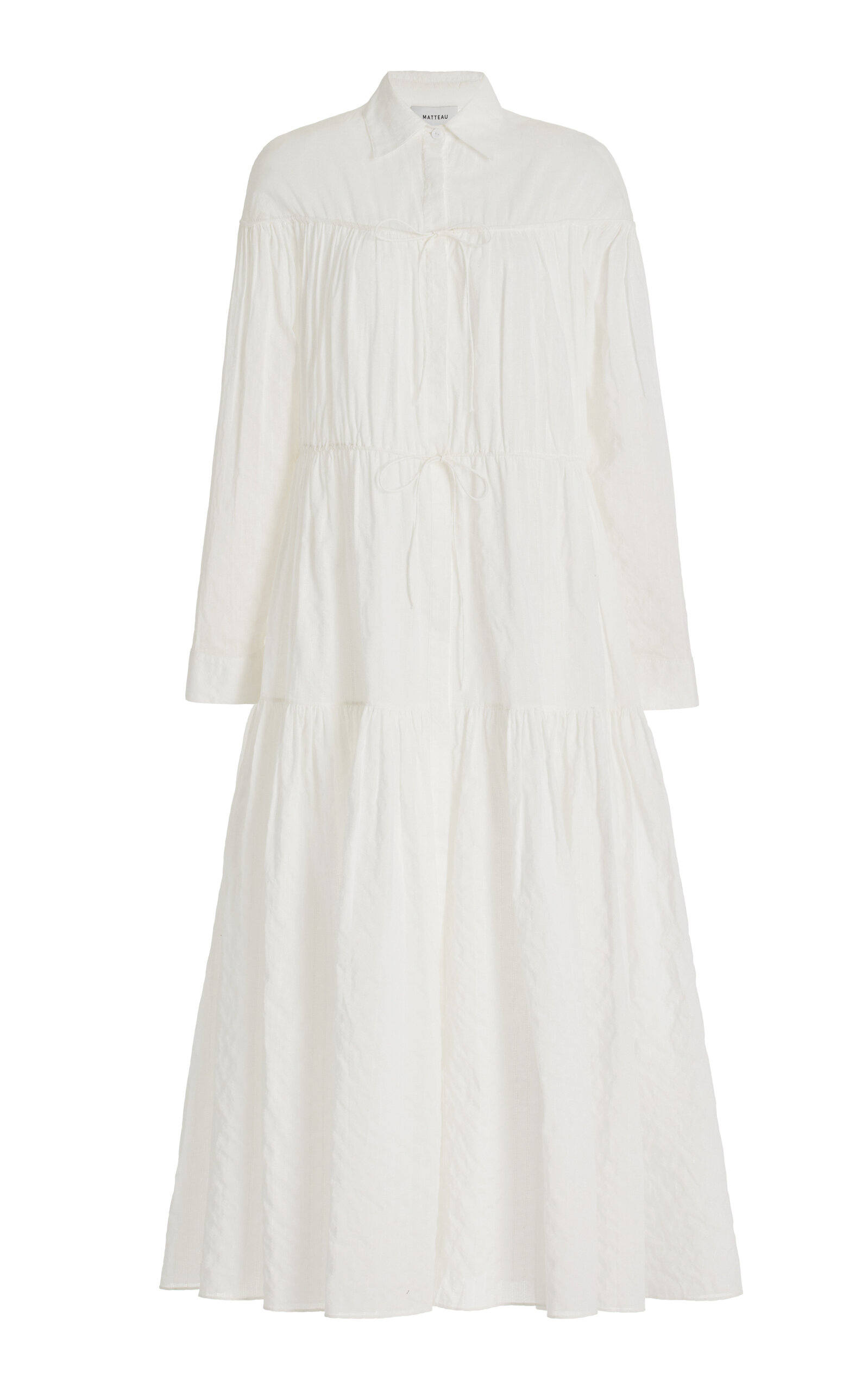 Matteau White Organic Cotton Tiered Maxi Shirt Dress | Smart Closet Matteau White Organic Cotton Tiered Maxi Shirt Dress | Smart Closet