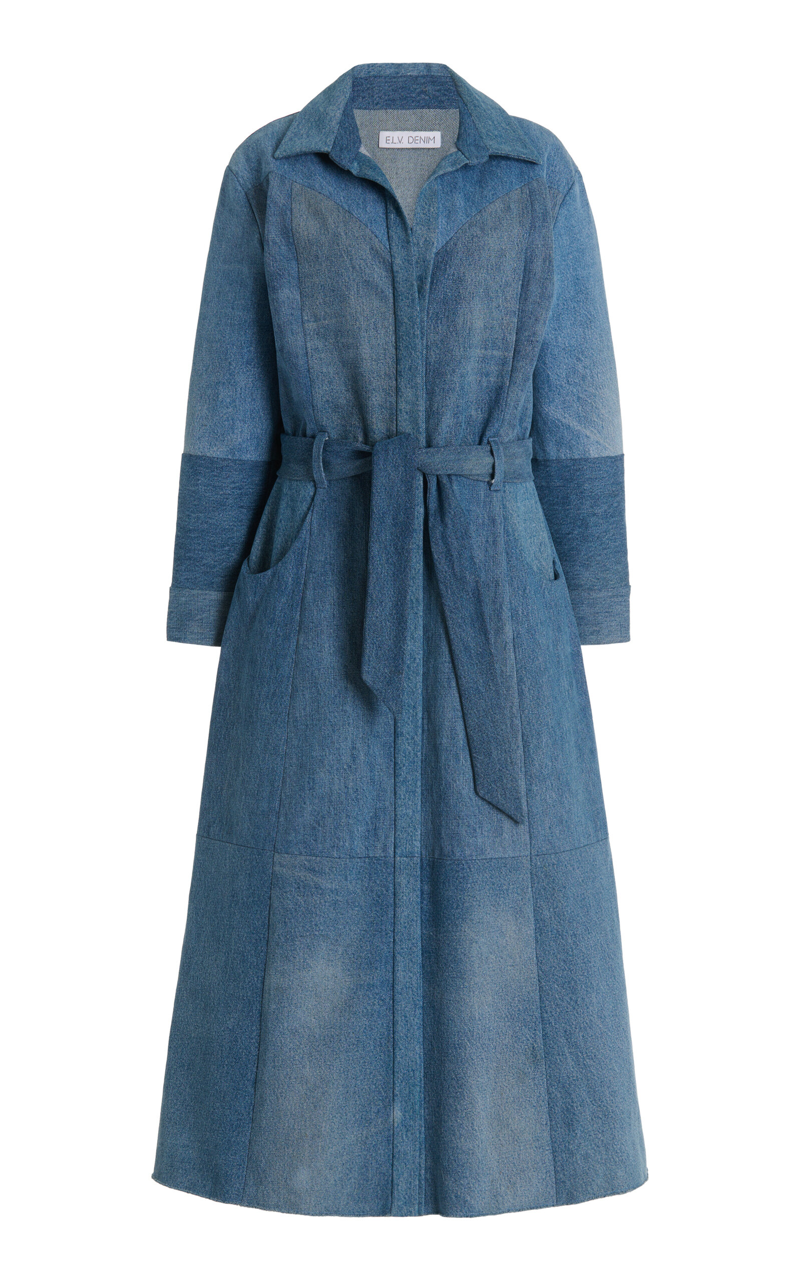 E.l.v Denim Women's The Classic Denim Trench In Medium Wash