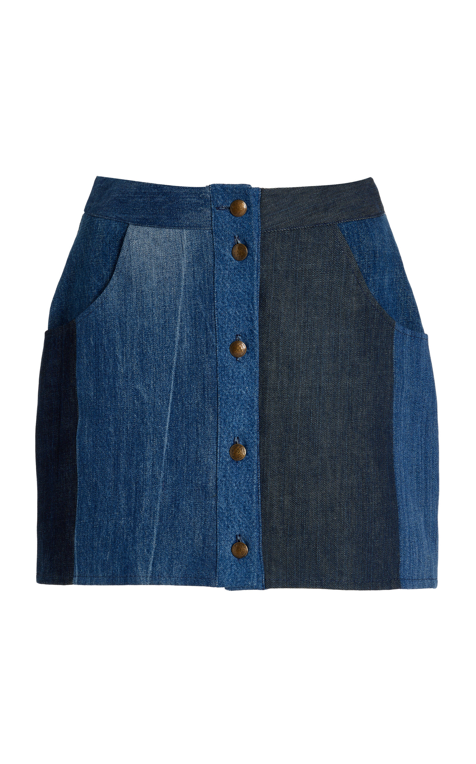 E.l.v Denim The Stripe Mini Skirt In Dark Wash