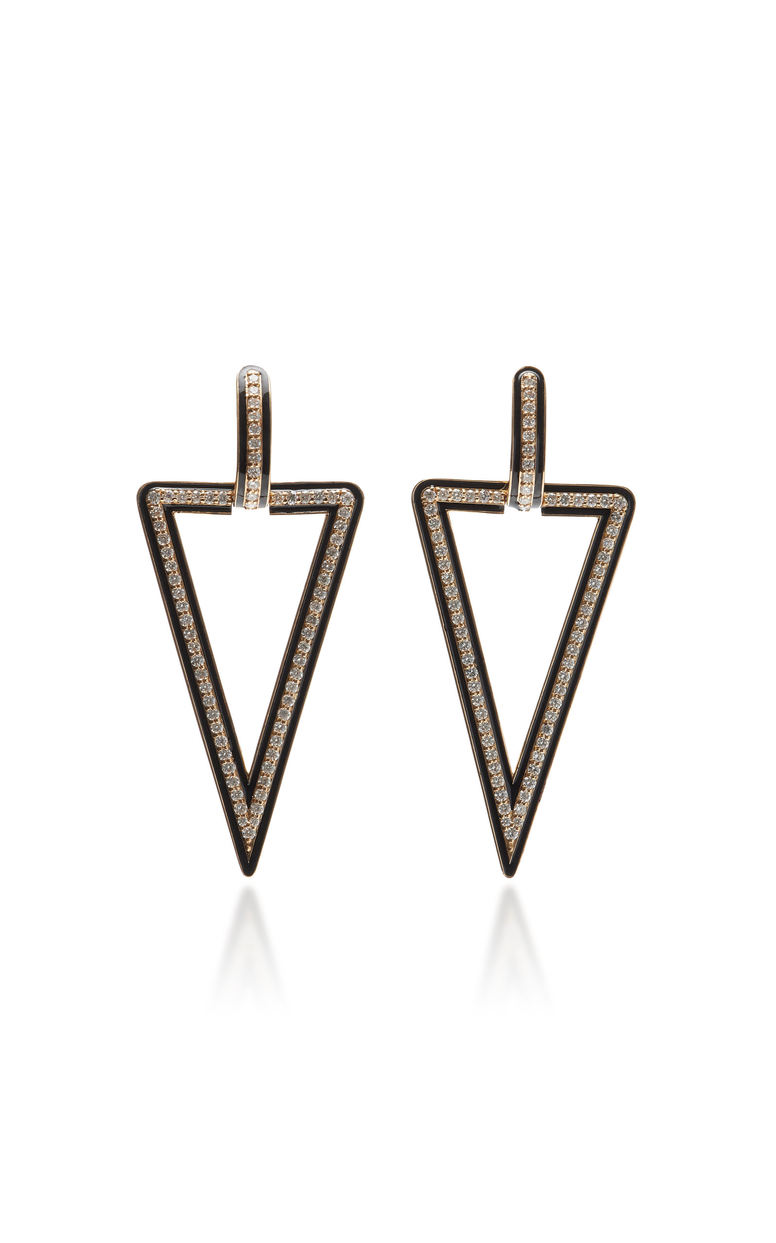 Goshwara Women's 18K Gold Diamond And Black Enamel Earrings