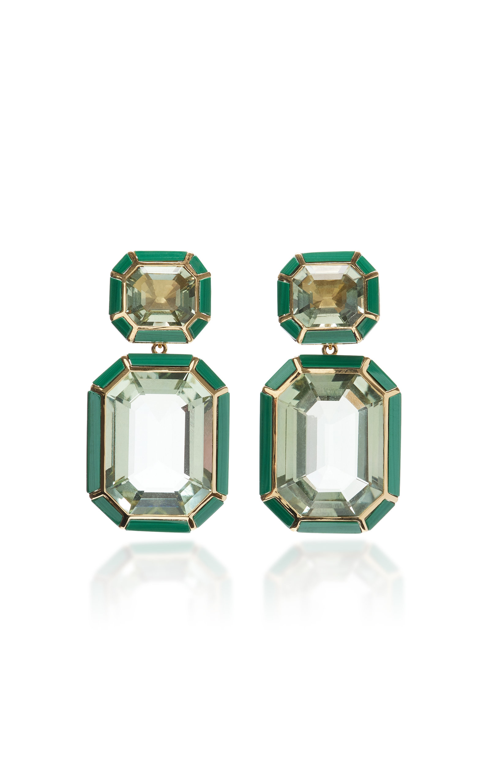 Goshwara Women's 18K Gold Amethyst And Malachite Earrings