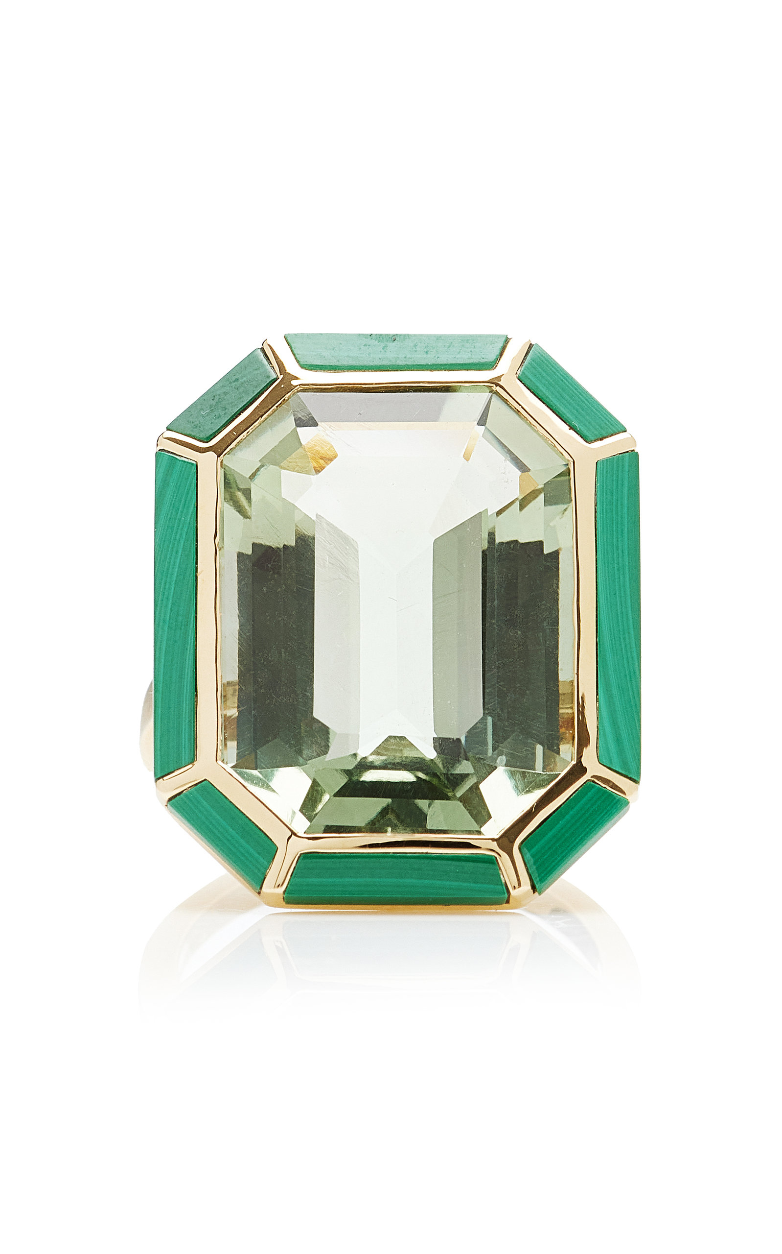 Goshwara 18k Yellow Gold Emerald-cut Prisiolite Ring In Green