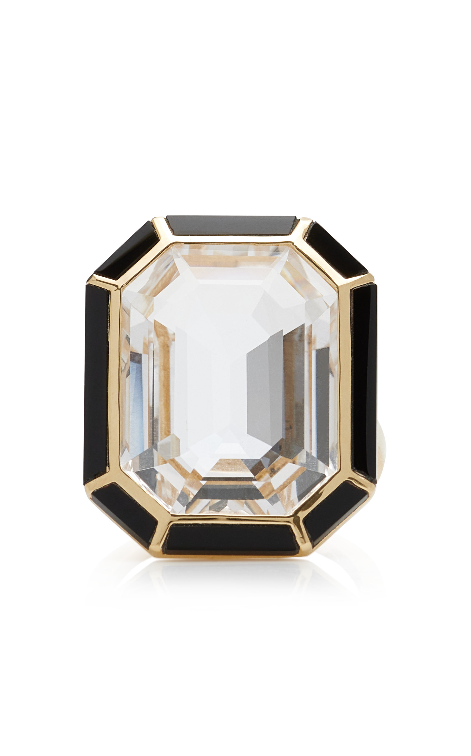 Goshwara Women's 18K Gold; Rock Crystal; And Onyx Ring