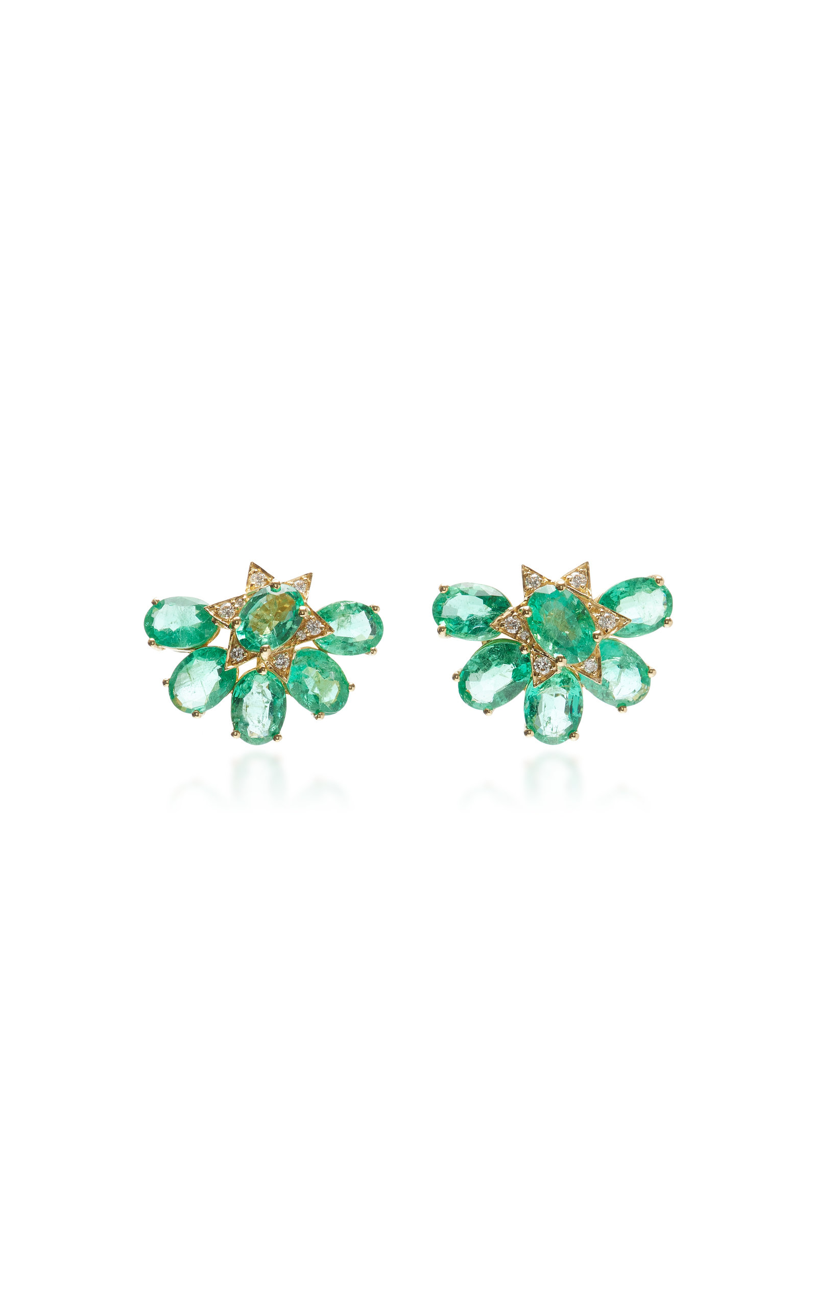 Goshwara Women's 18K Gold; Emerald And Diamond Earrings