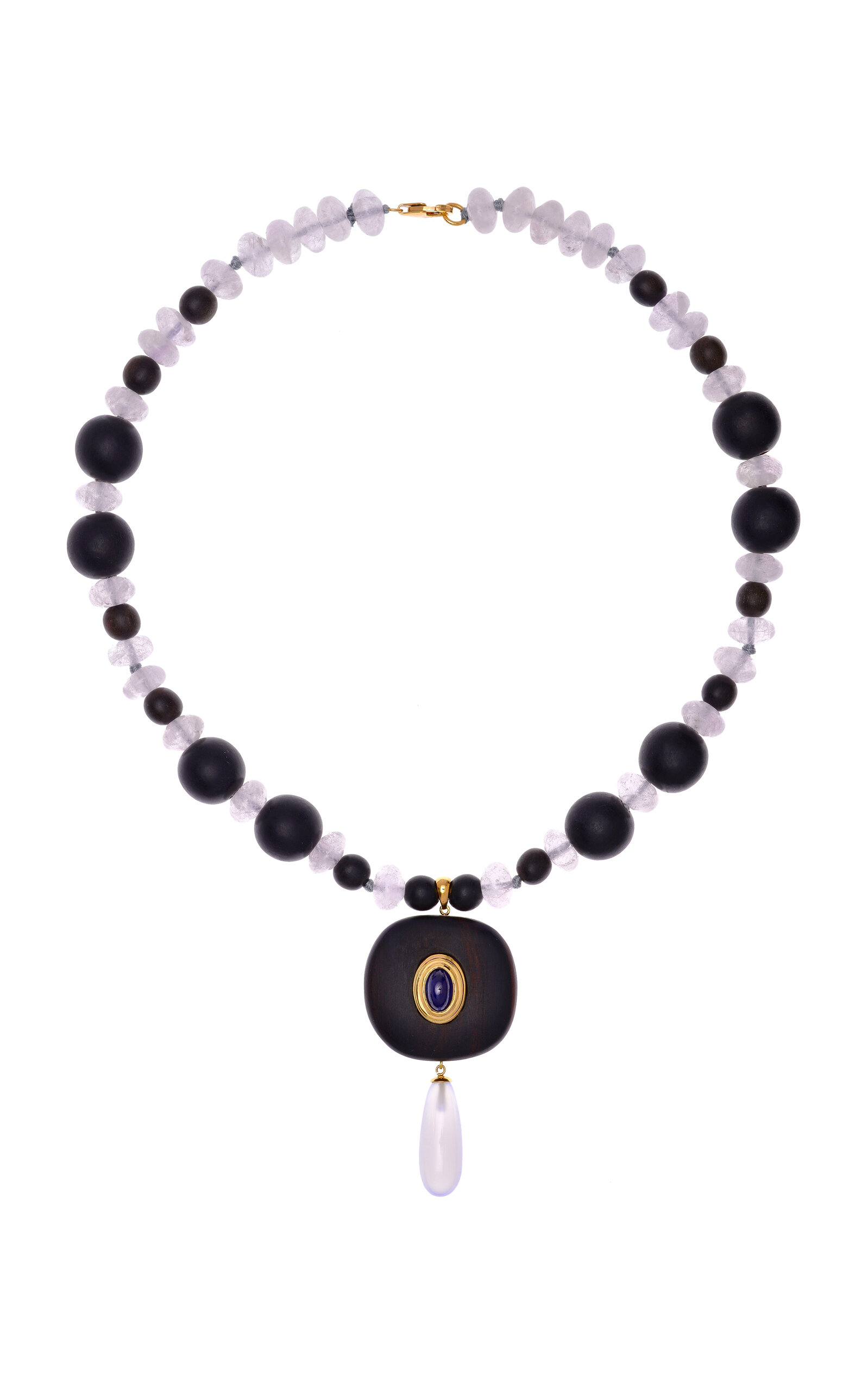 Haute Victoire Women's 18k Yellow Gold; Ebony; Sapphire; And Amethyst Necklace In Black