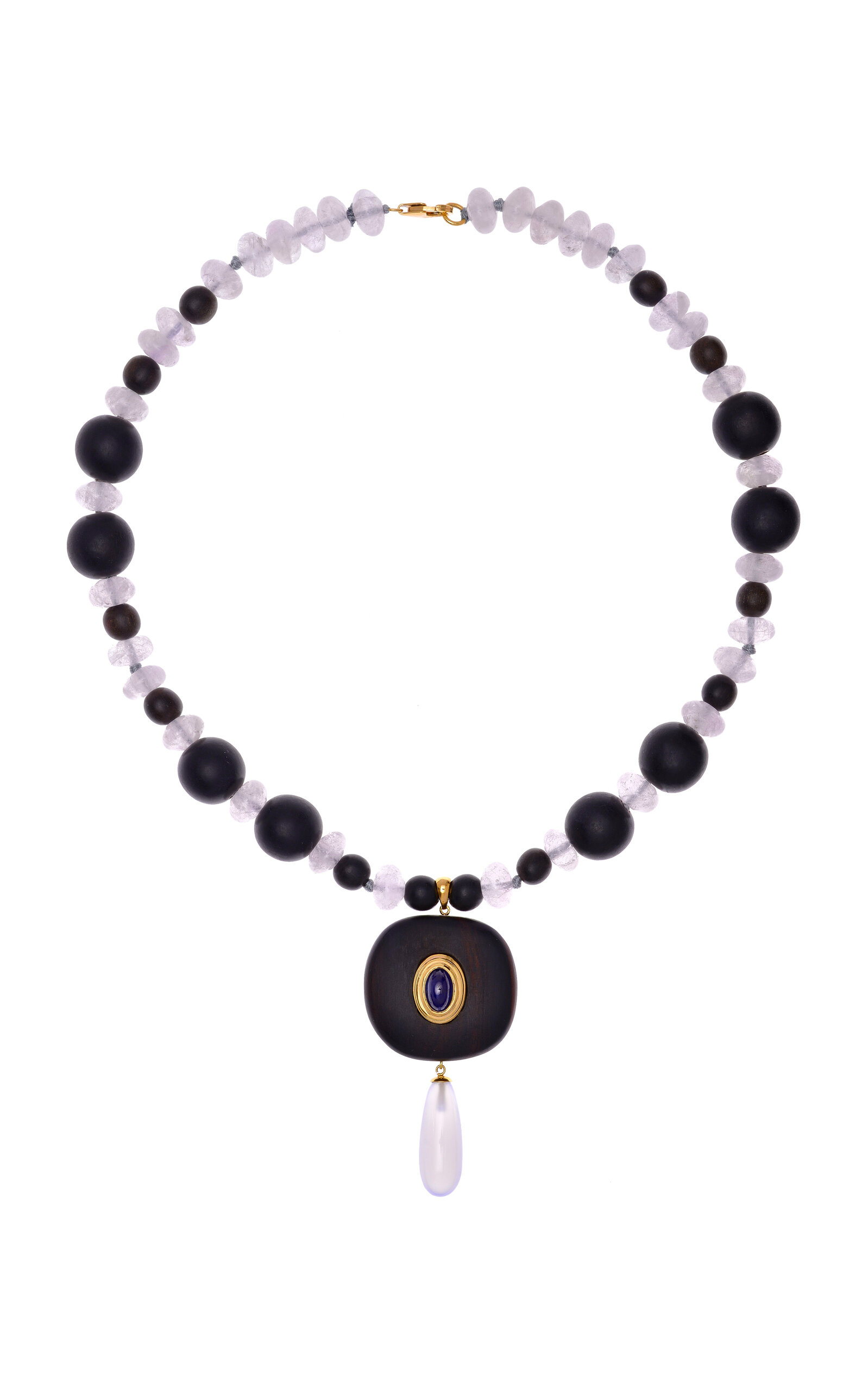 Haute Victoire 18k Yellow Gold; Ebony; Sapphire; And Amethyst Necklace In Black