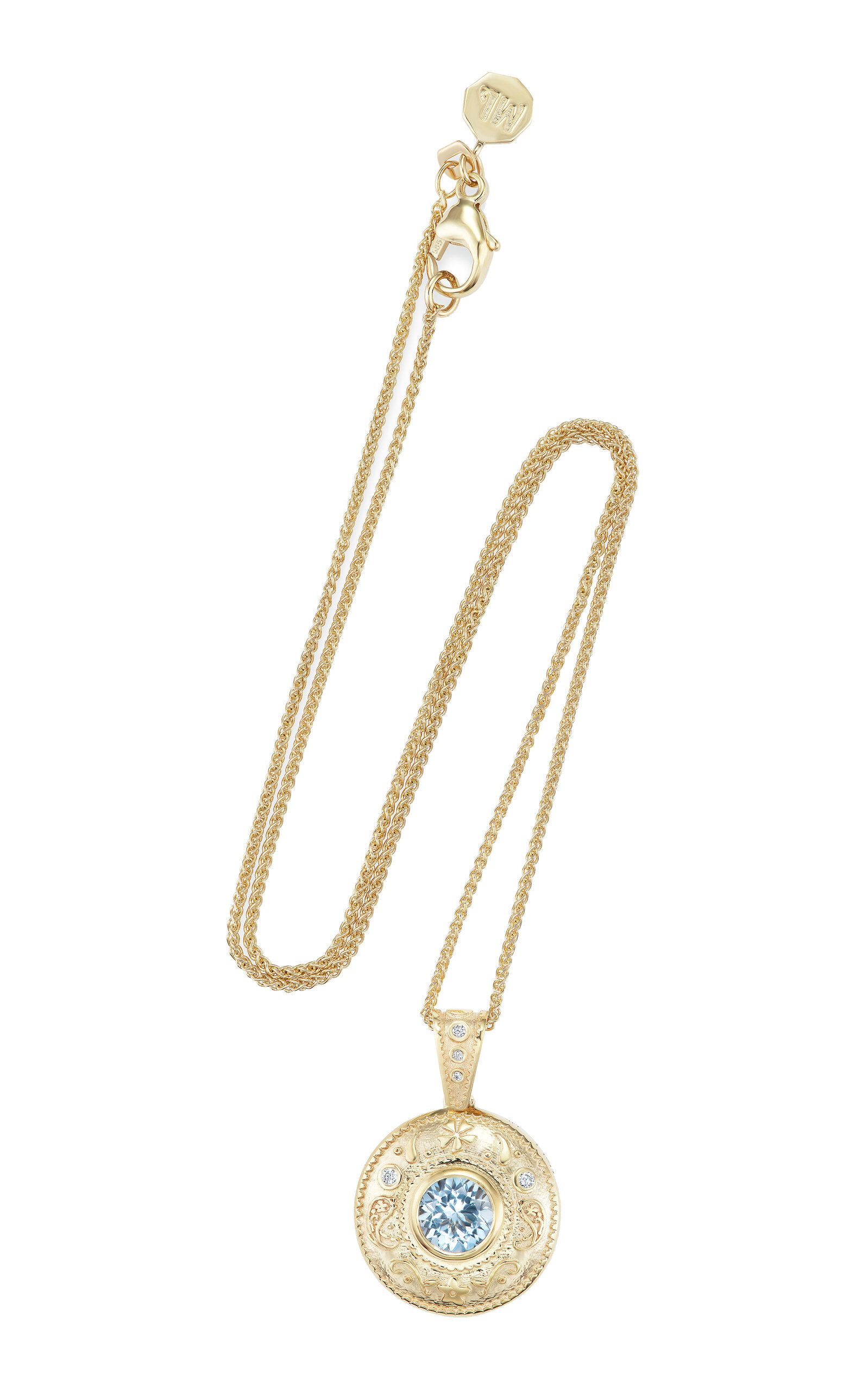 Marlo Laz Southwestern Desert Rising 14K Yellow Gold Aquamarine Necklace