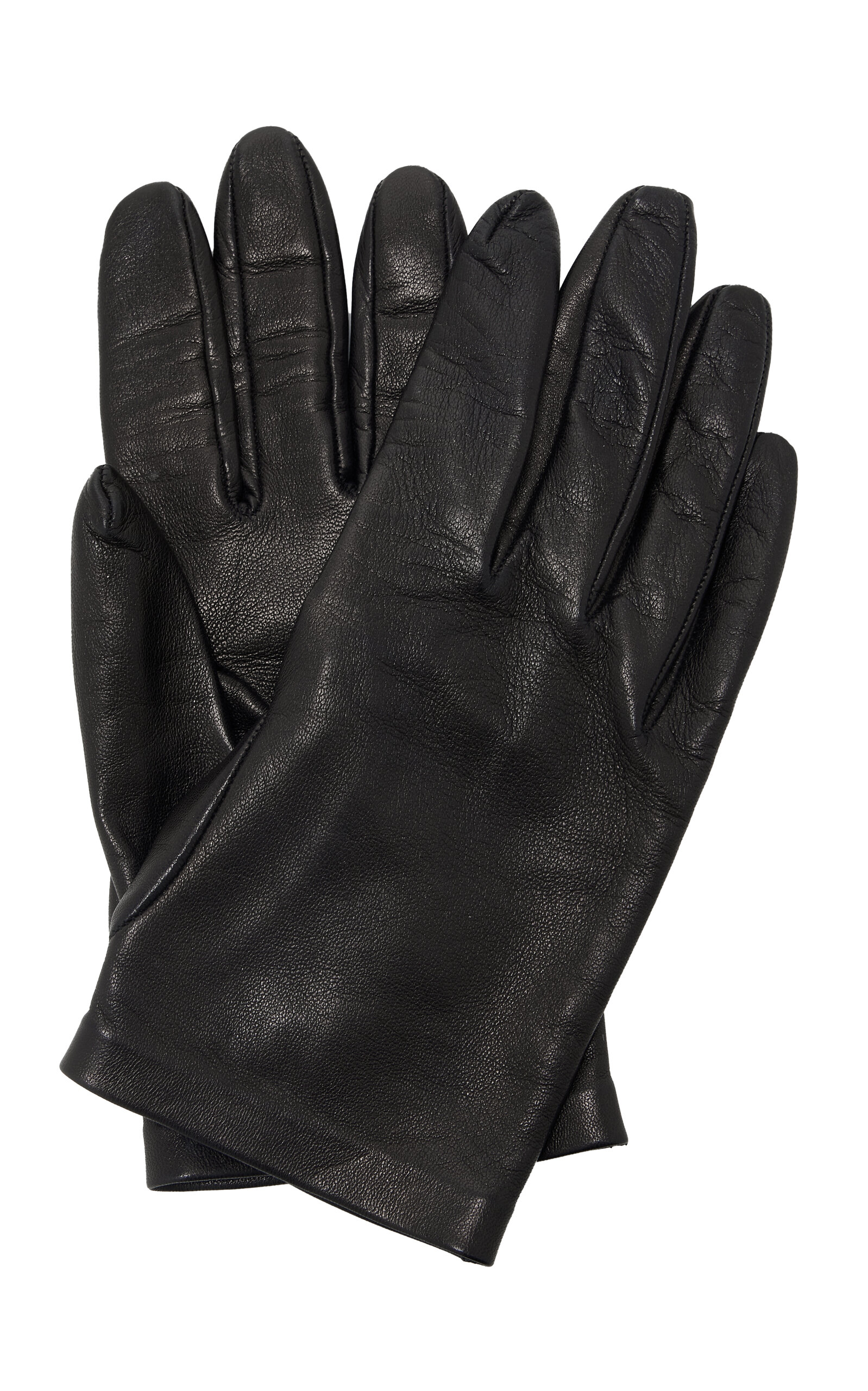 The Row Lorella Leather Gloves In Black