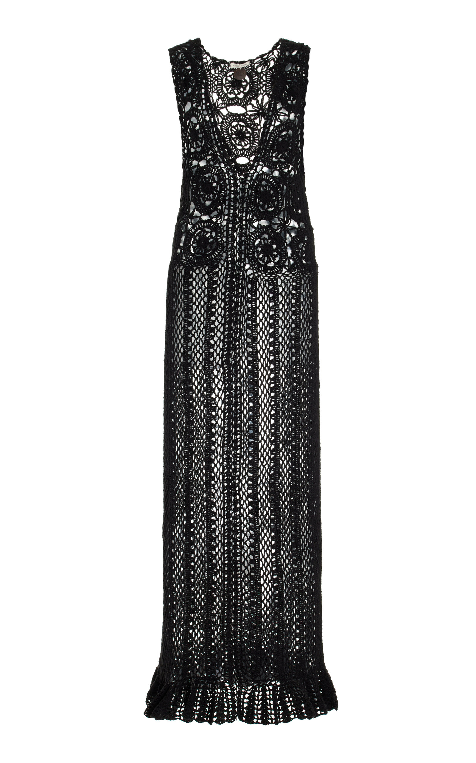 Shop Akoia Swim Azul Crocheted Cotton Maxi Dress In Black