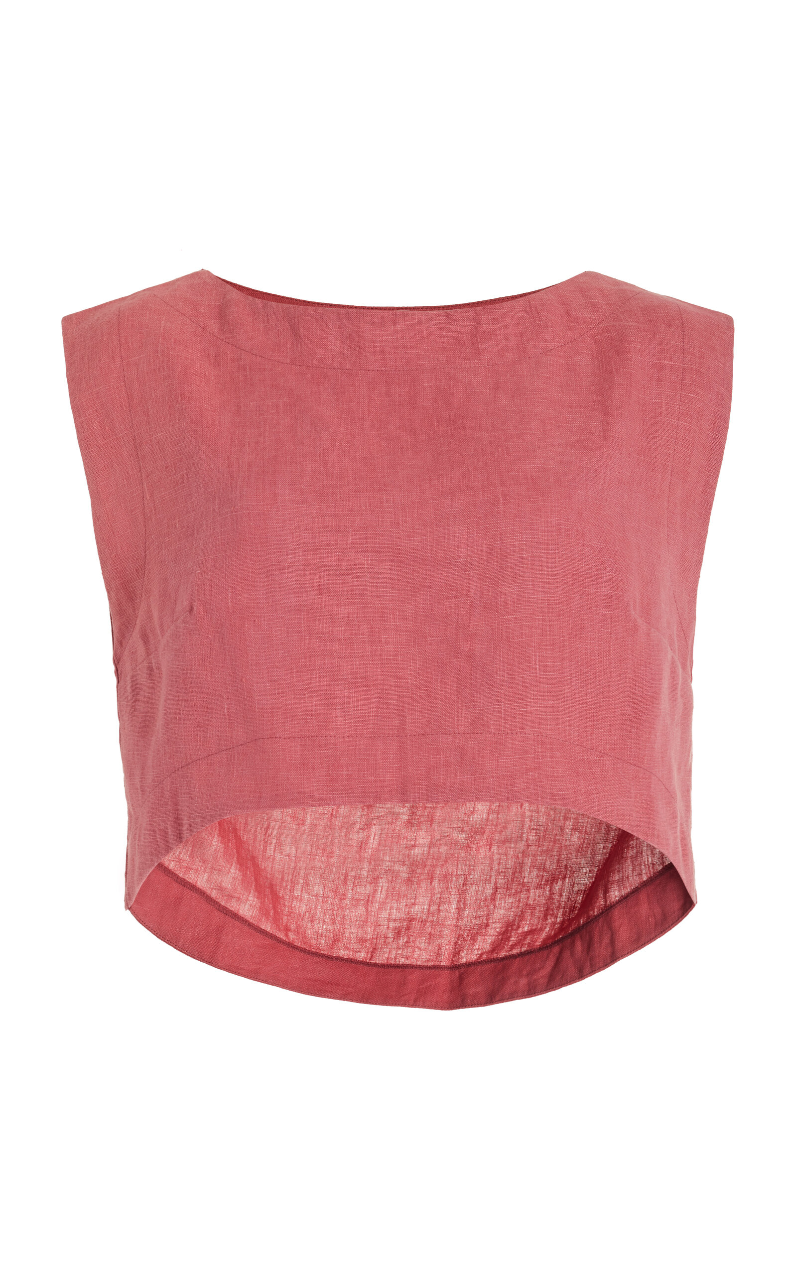 Posse Martina Linen Crop Top In Pink