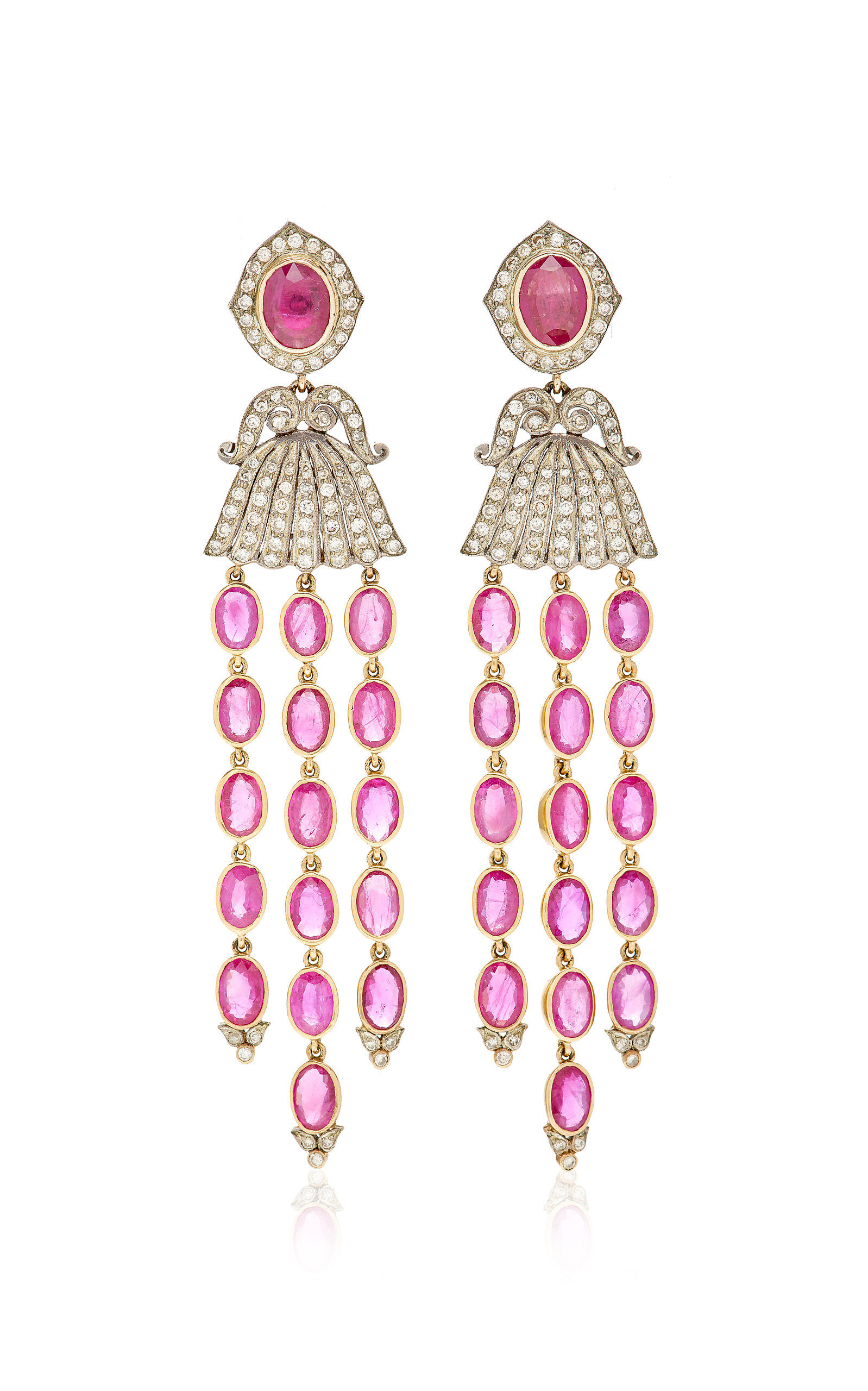 One of a Kind 14K Gold; Ruby And Diamond Earrings