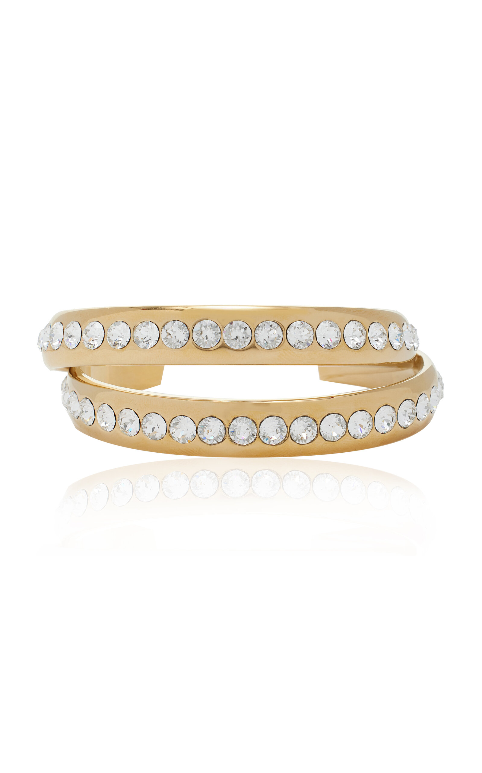 Amina Muaddi Jahleel Bangle Gold White Crystal Bracelet In Gold
