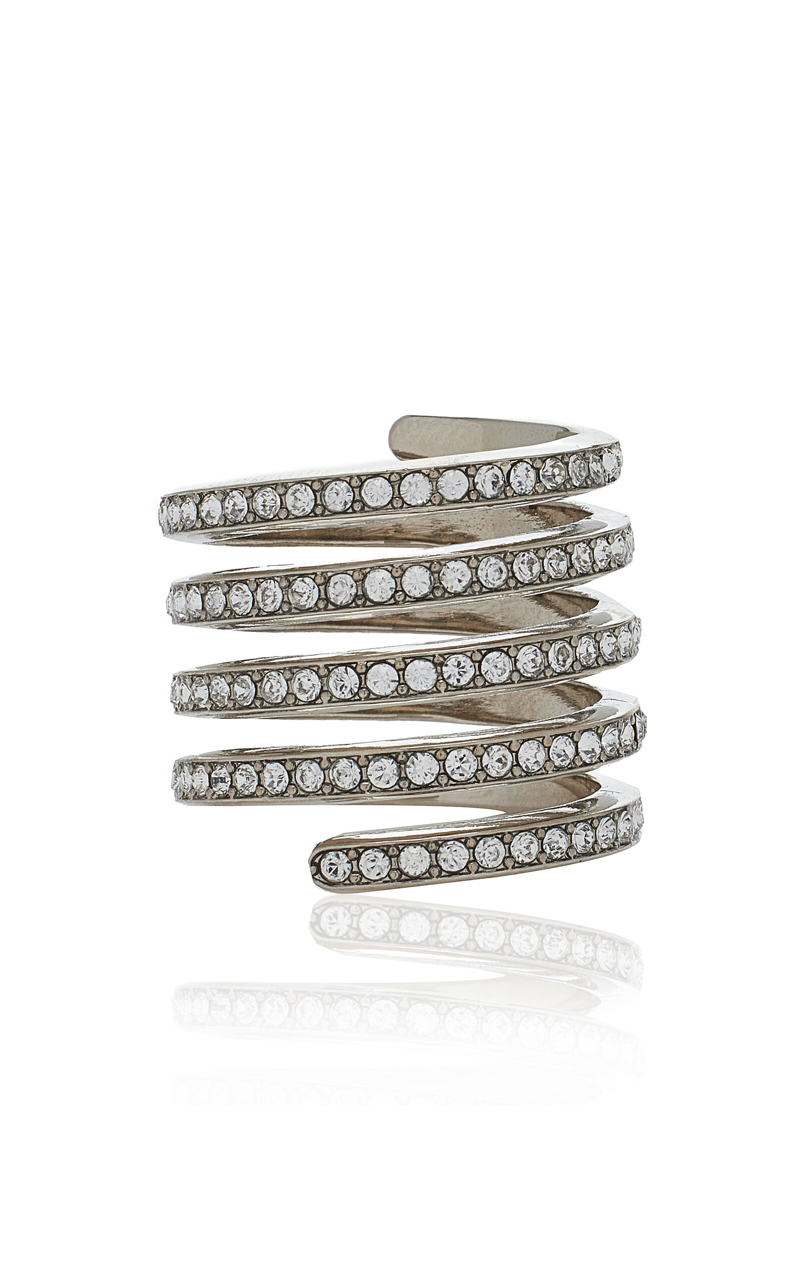 Amina Muaddi Vittoria Crystal-embellished Silver-tone Ring In Not Applicable