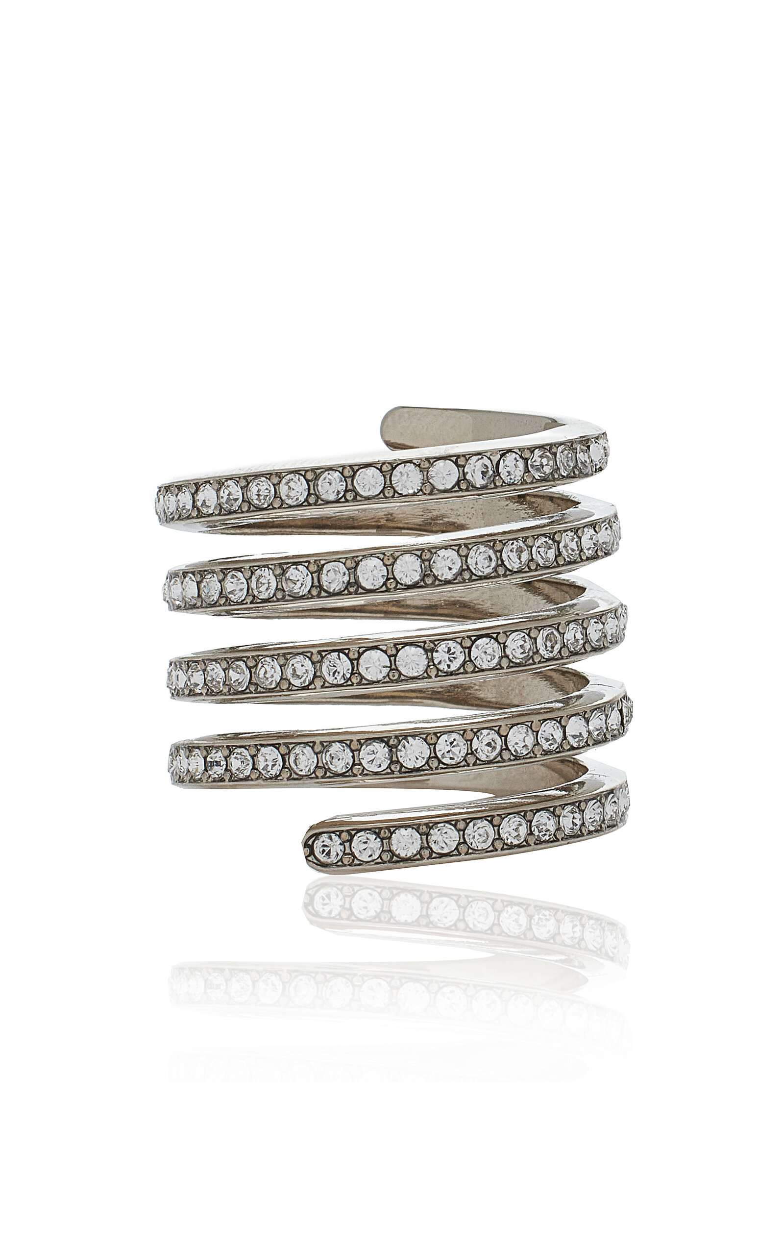 AMINA MUADDI VITTORIA CRYSTAL-EMBELLISHED SILVER-TONE RING