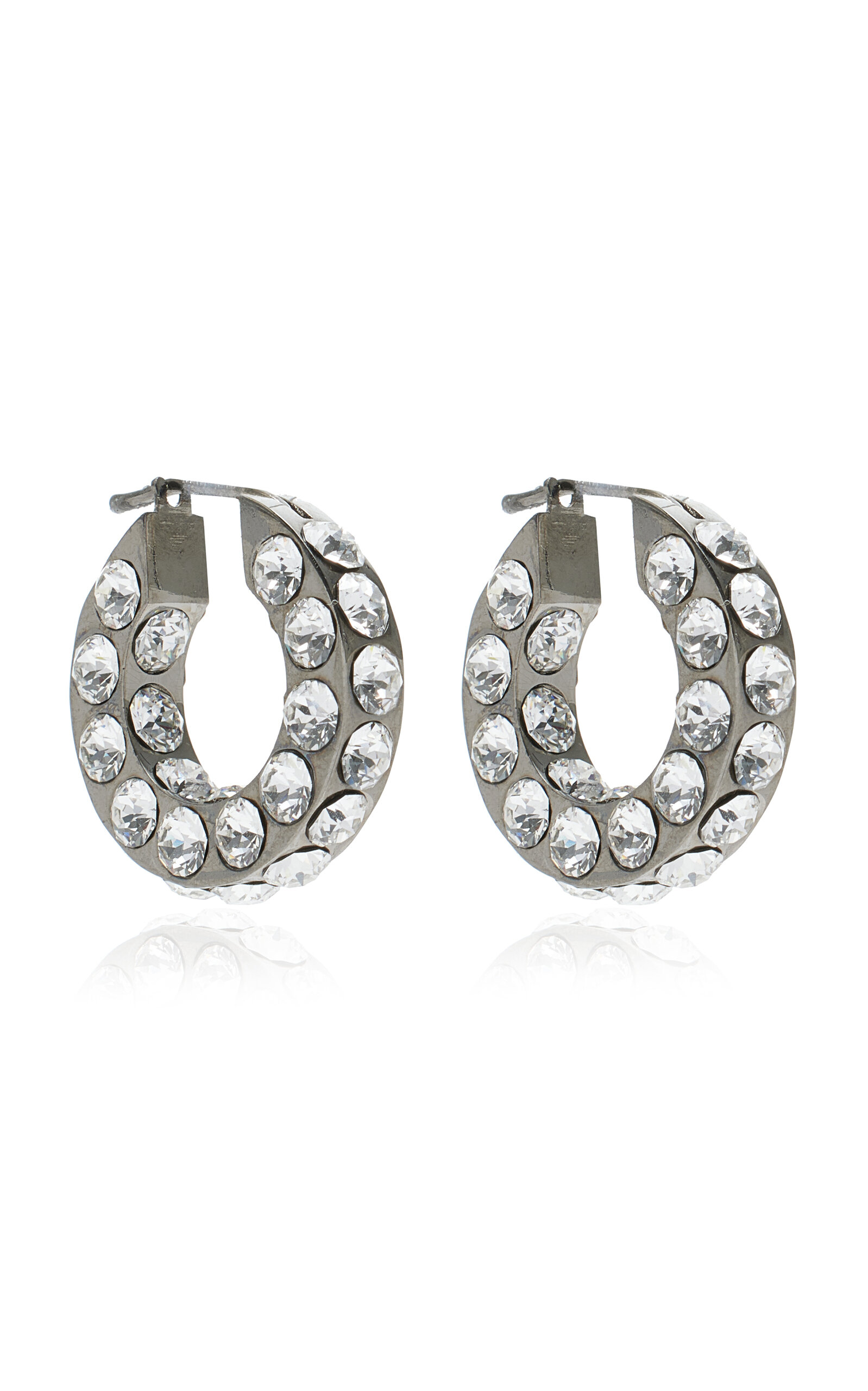 Amina Muaddi - Jahleel Small Crystal-Embellished Silver-Tone Hoop Earrings - Silver - OS - Moda Operandi - Gifts For Her