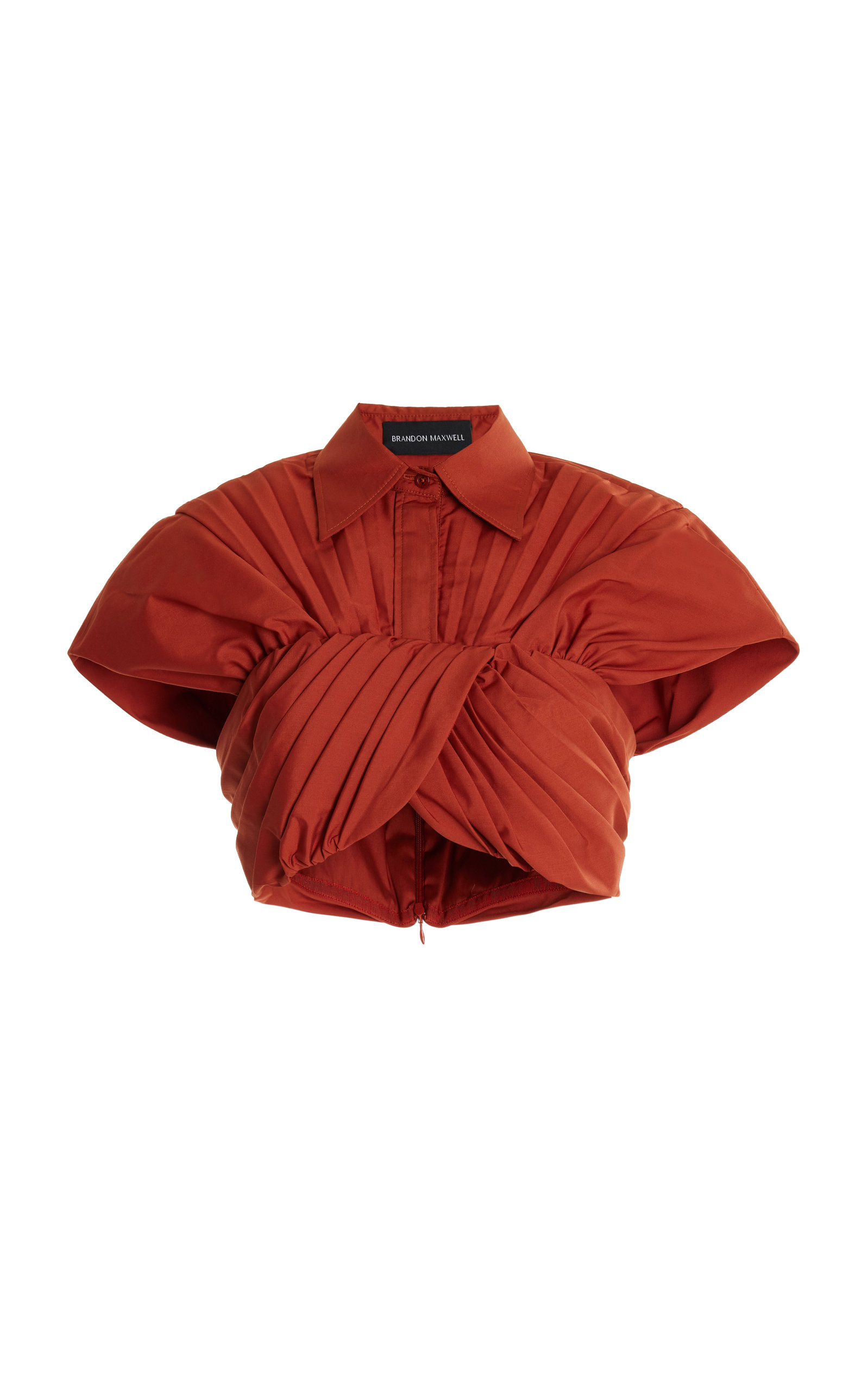 Brandon Maxwell Exclusive Draped Cotton Cropped Top