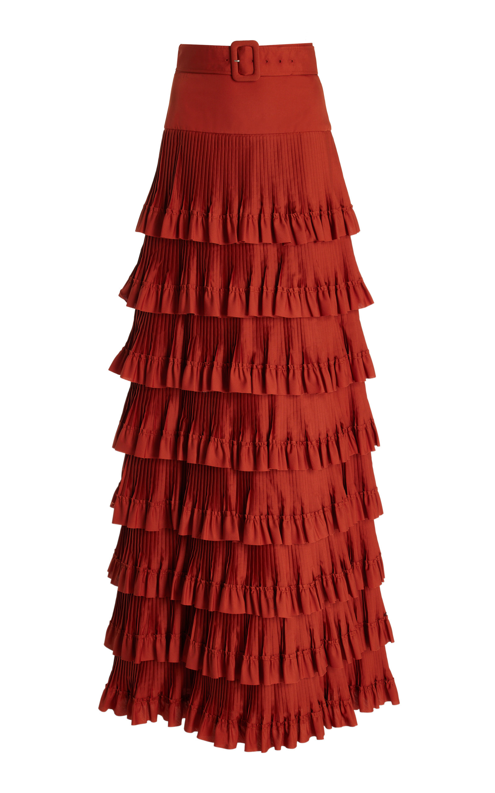 Brandon Maxwell Exclusive Ruffled Cotton Maxi Skirt