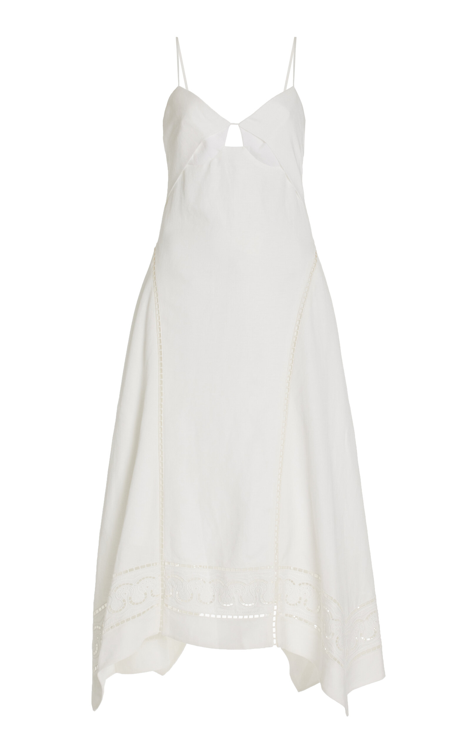 SIMKHAI Women's Valeria Embroidered Linen-Blend Midi Dress | Smart Closet