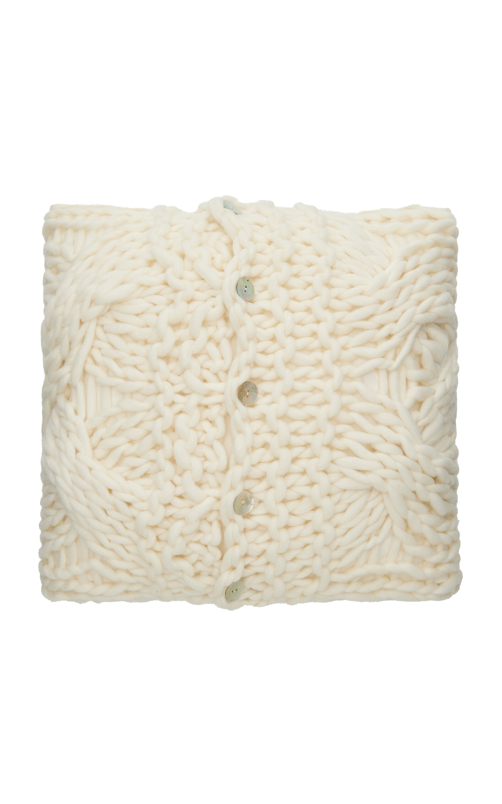 Claudia Barbari Hand-knit Wool Cushion In Ivory
