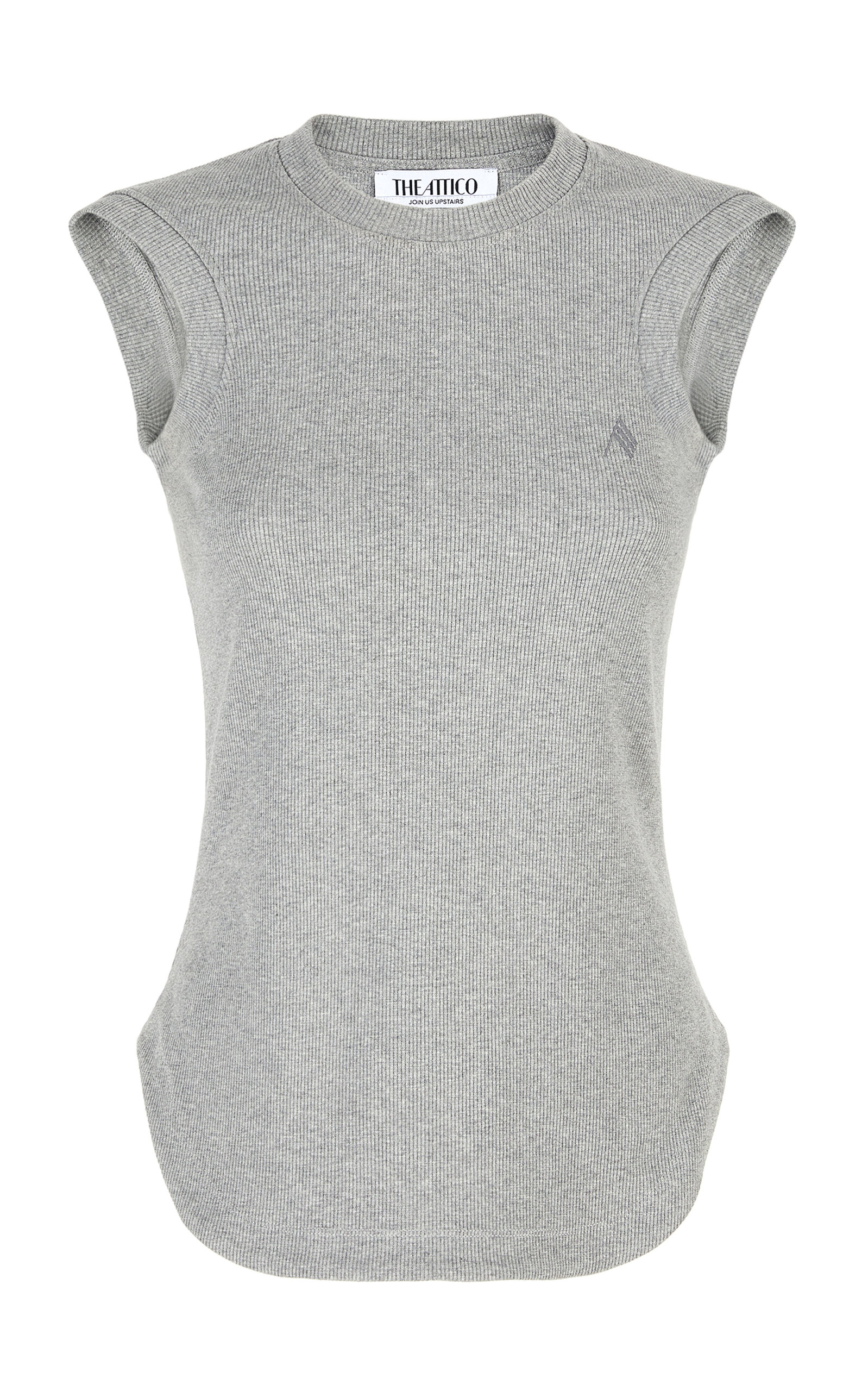 Attico Reese Melange Ribbed Jersey Tank Top In Grey