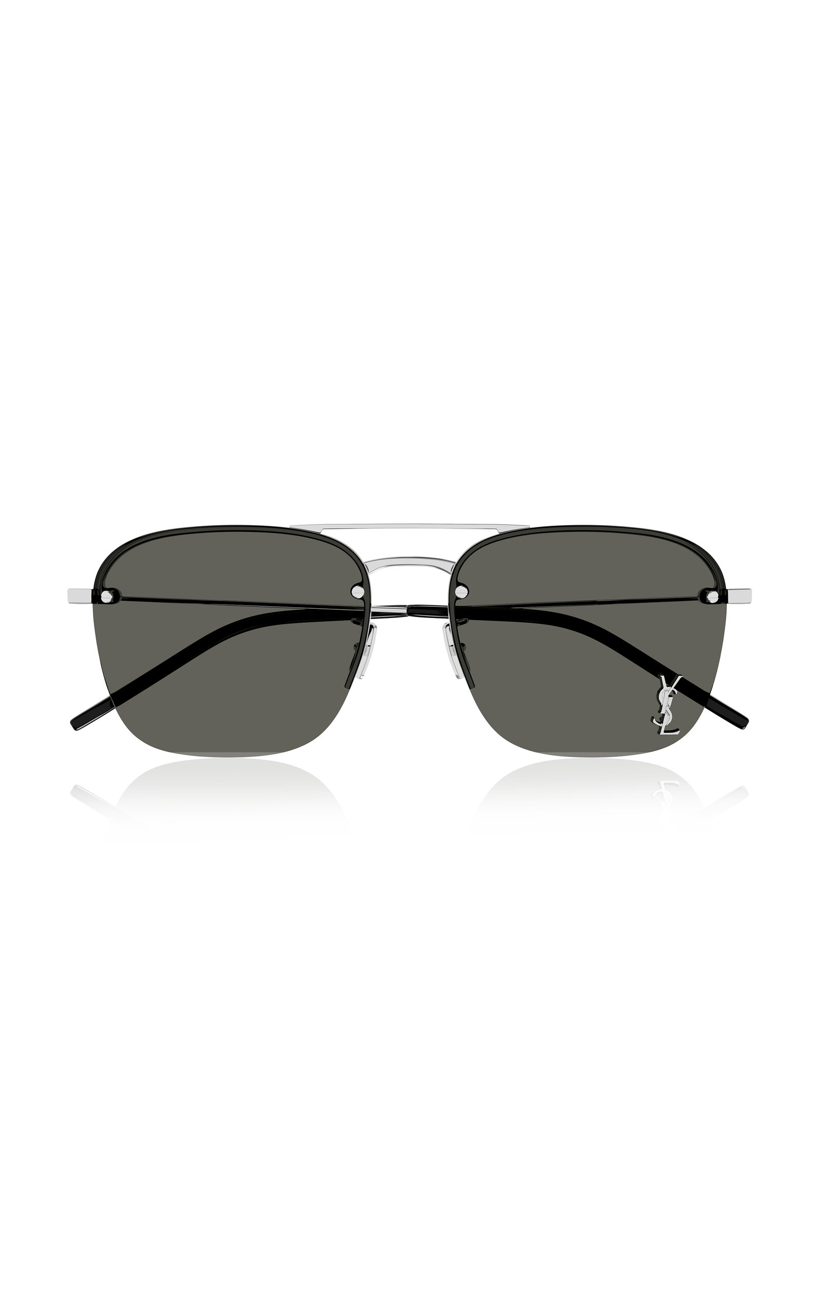 Saint Laurent Logo-detailed Aviator-frame Metal Sunglasses In