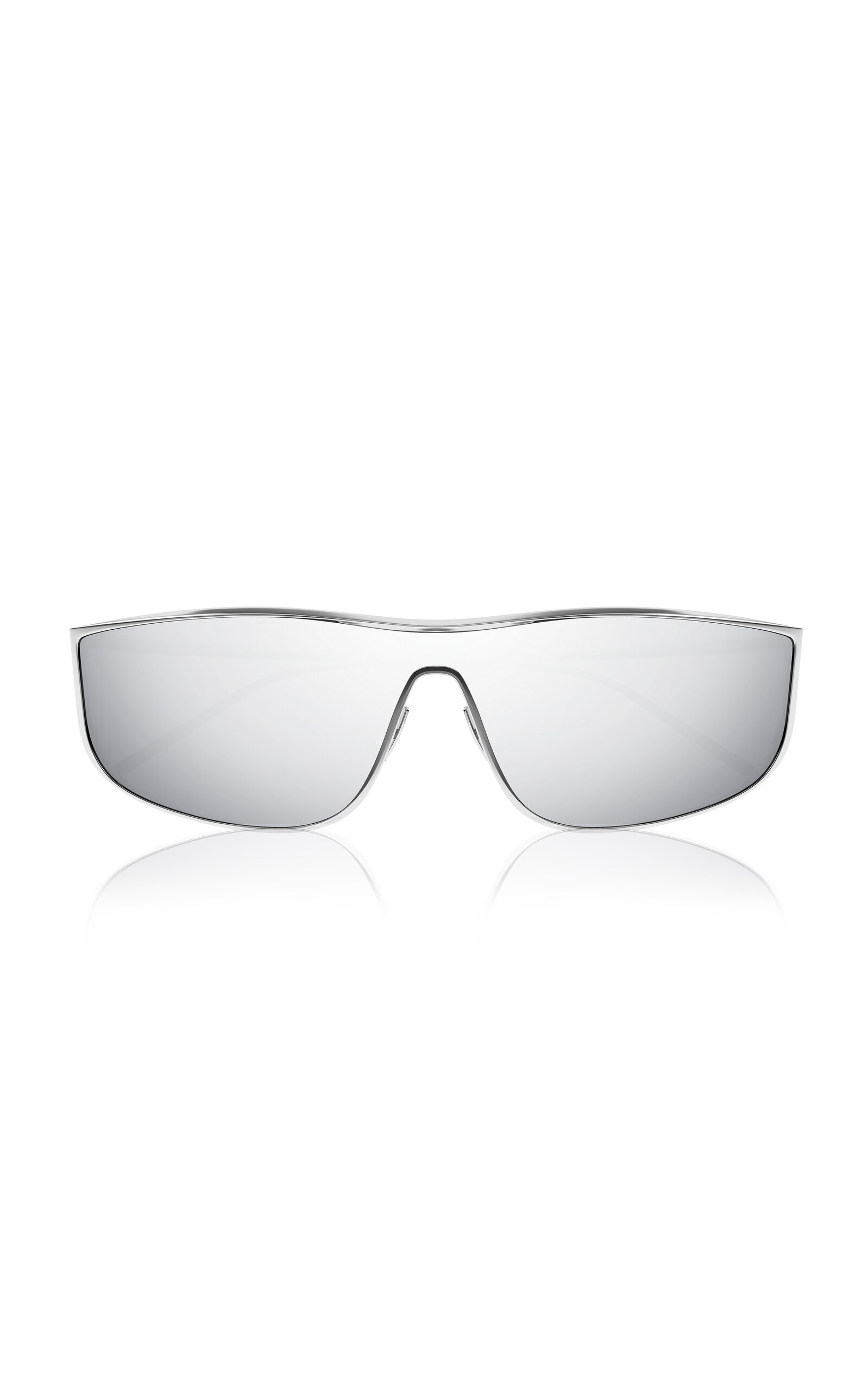 Saint Laurent Luna Mirrored Zinc Alloy Shield Sunglasses In Silver