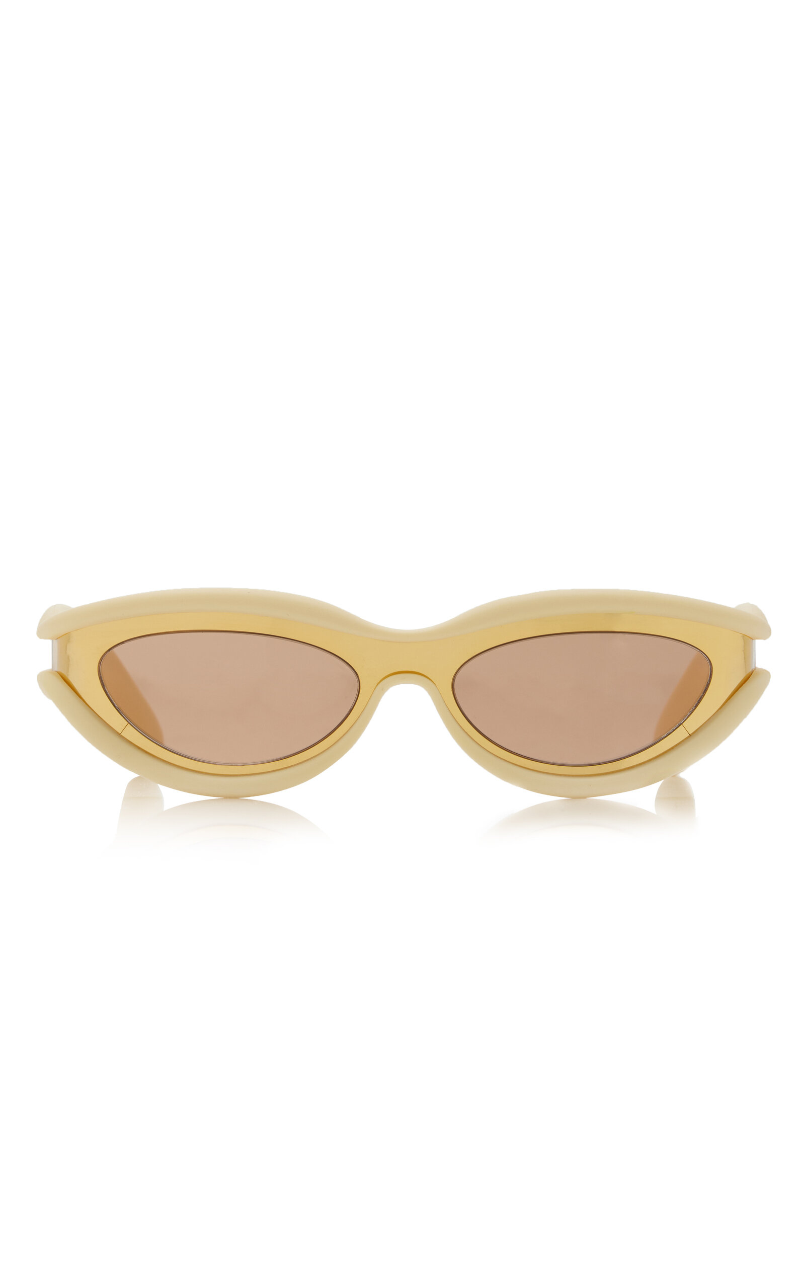Bottega Veneta Round Cat-eye Rubber Sunglasses In Yellow