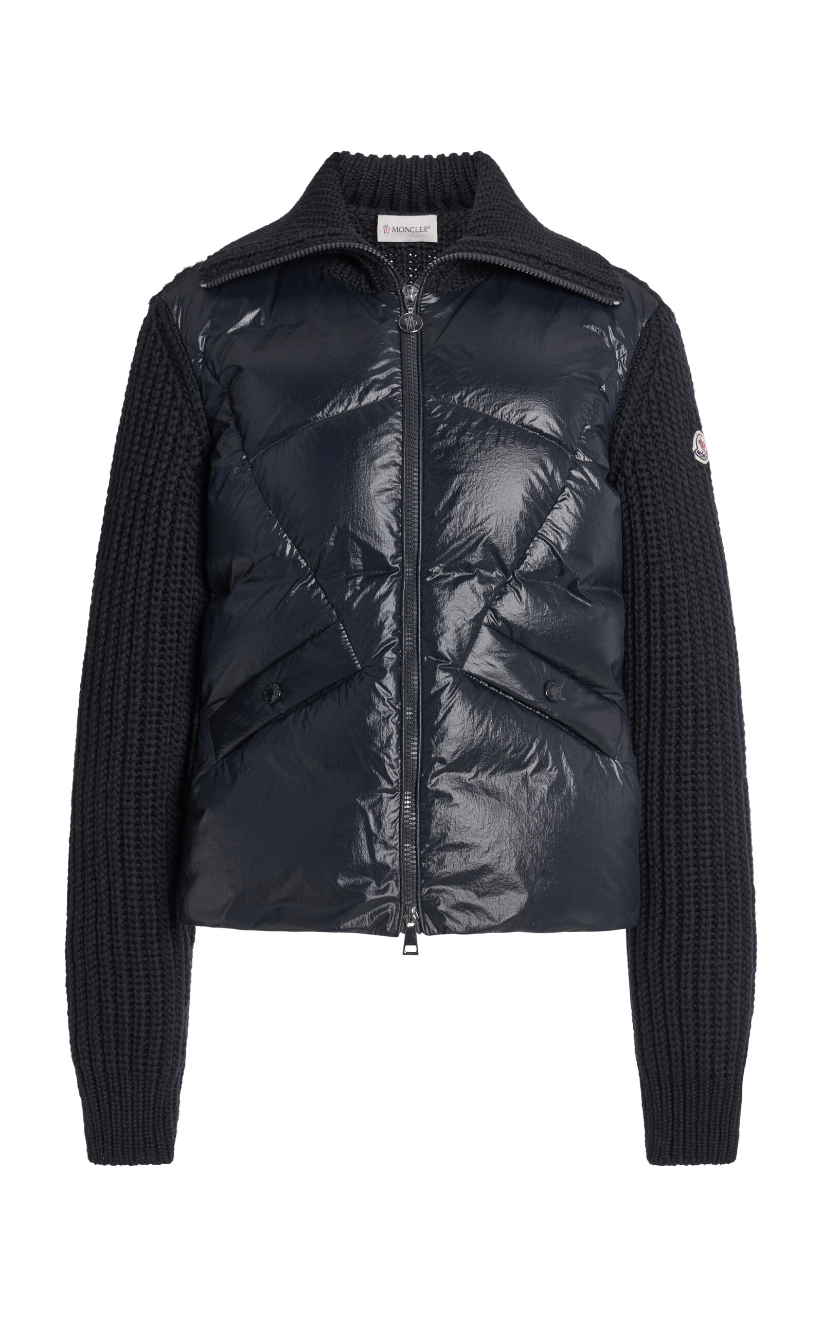 Moncler Nylon-Trimmed Wool Cardigan