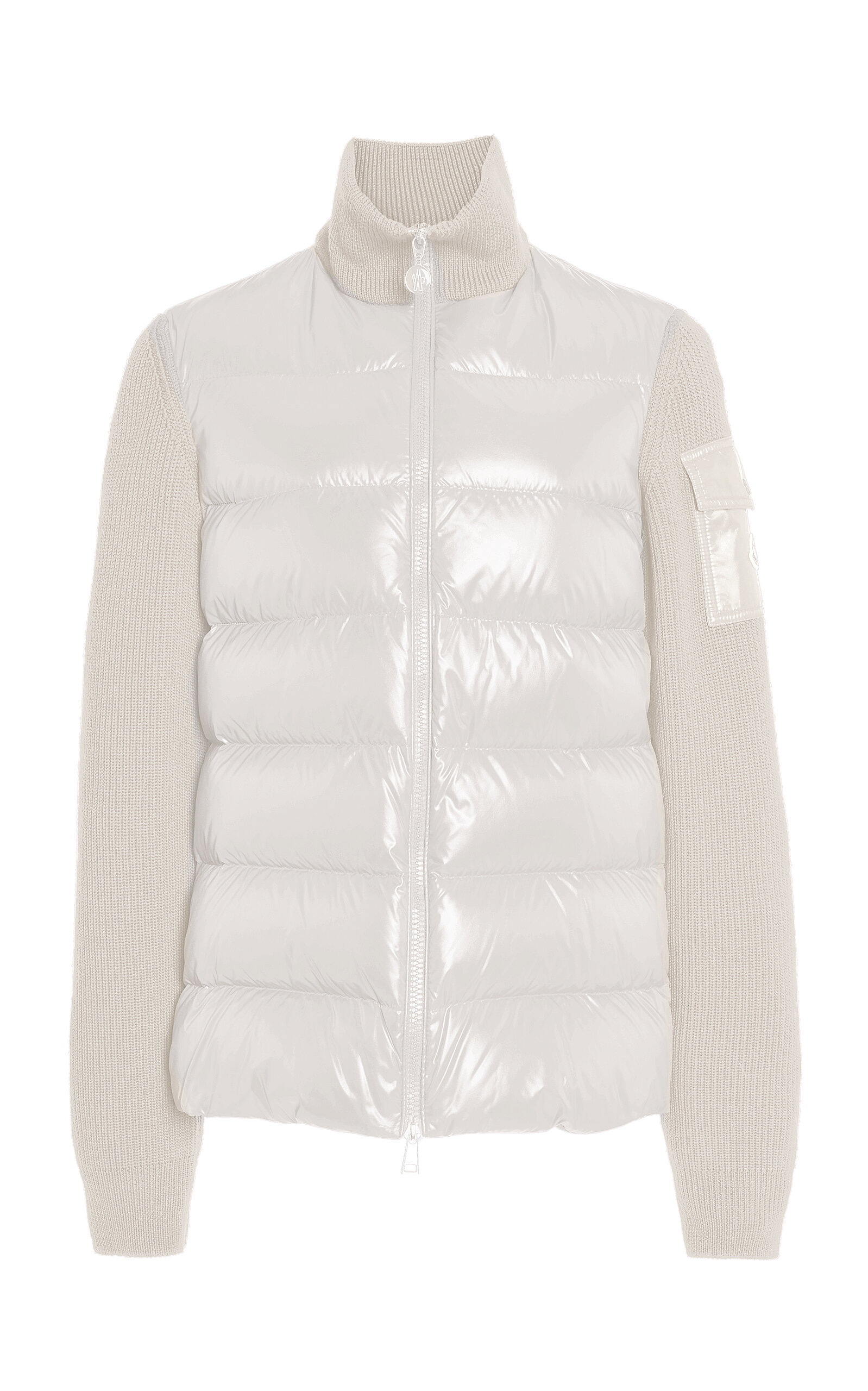 Moncler Nylon-Trimmed Wool Cardigan - White