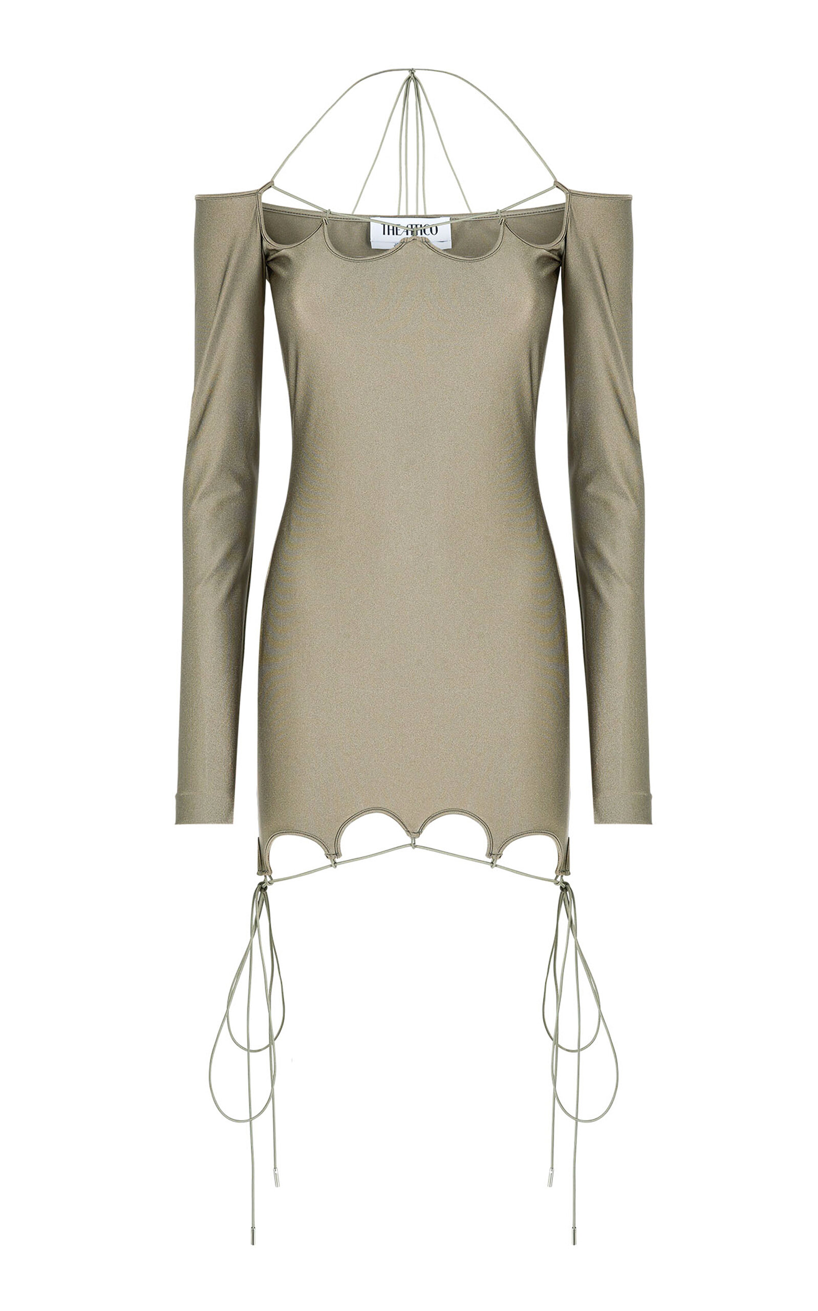 Shop Attico Lyna Tie-detailed Jersey Midi Dress In Grey