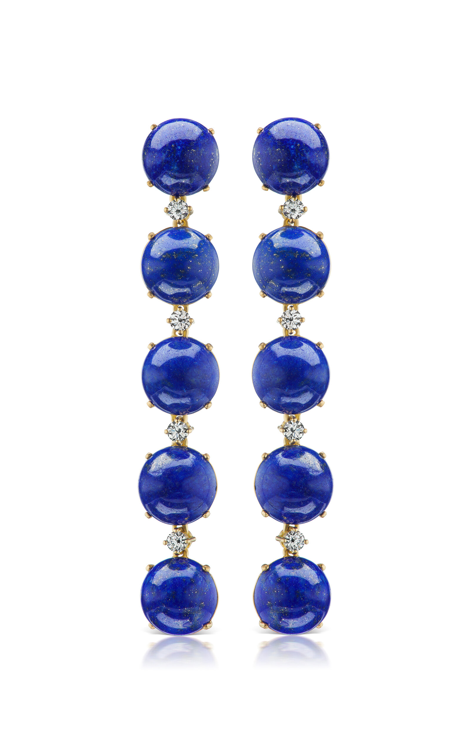 Briony Raymond Women's Confetti 18K Yellow Gold Lapis and Diamond Drop Earrings