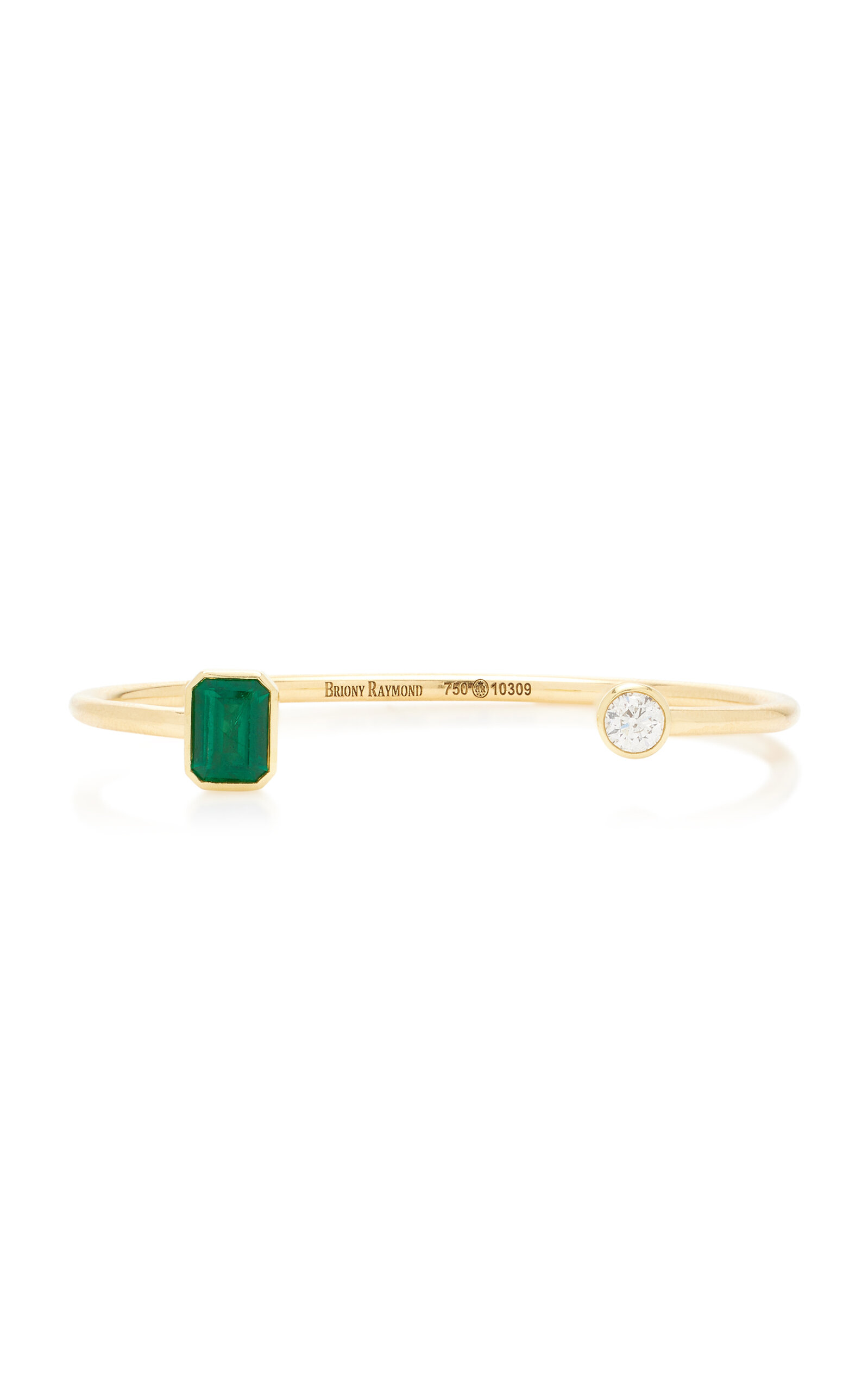 Briony Raymond Women's Aura 18K Yellow Gold Diamond And Emerald Bangle