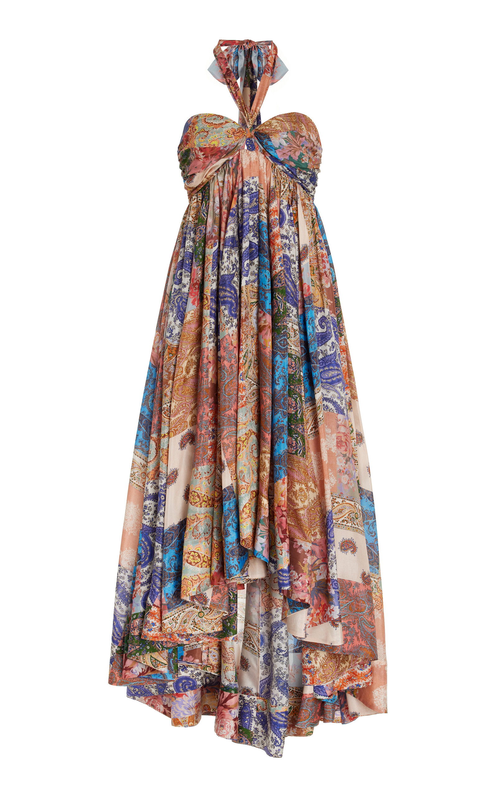 Zimmermann Silk Dress With Patch Paisley Print In Multi