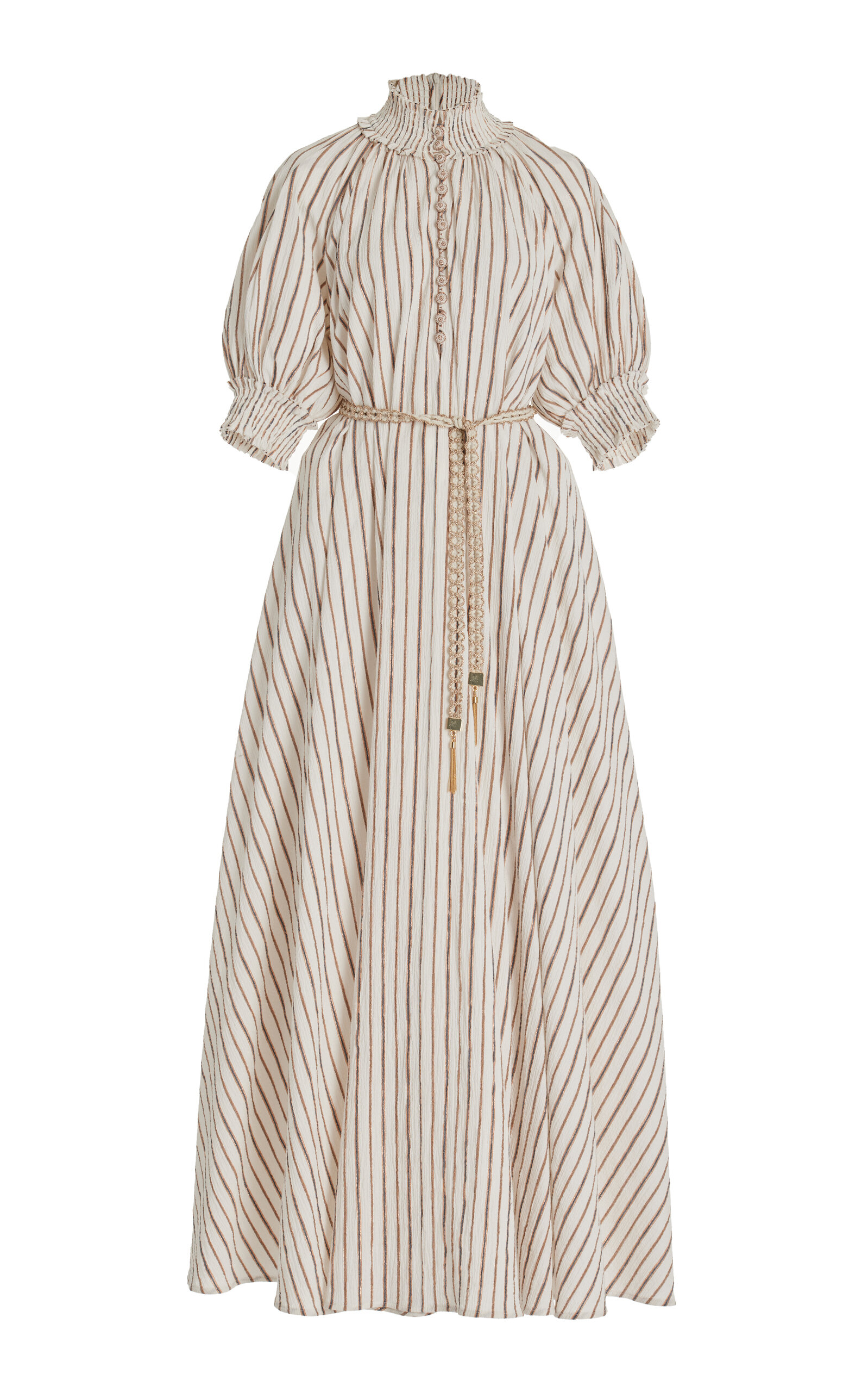ZIMMERMANN DEVI METALLIC-COTTON MAXI SWING DRESS