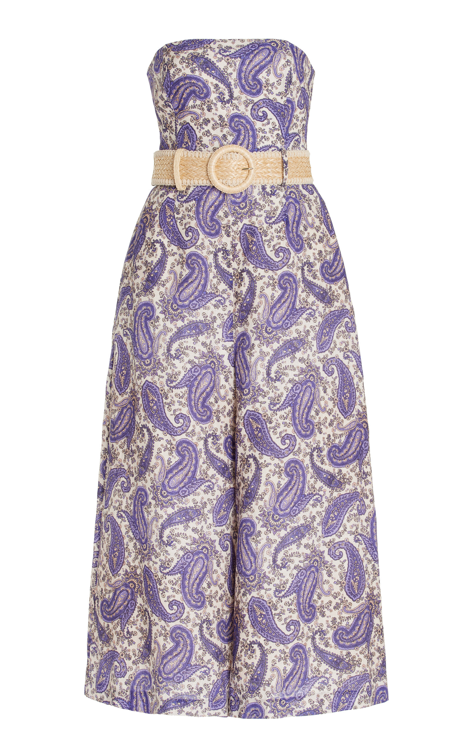 Zimmermann Devi Paisley Strapless Jumpsuit In Blue