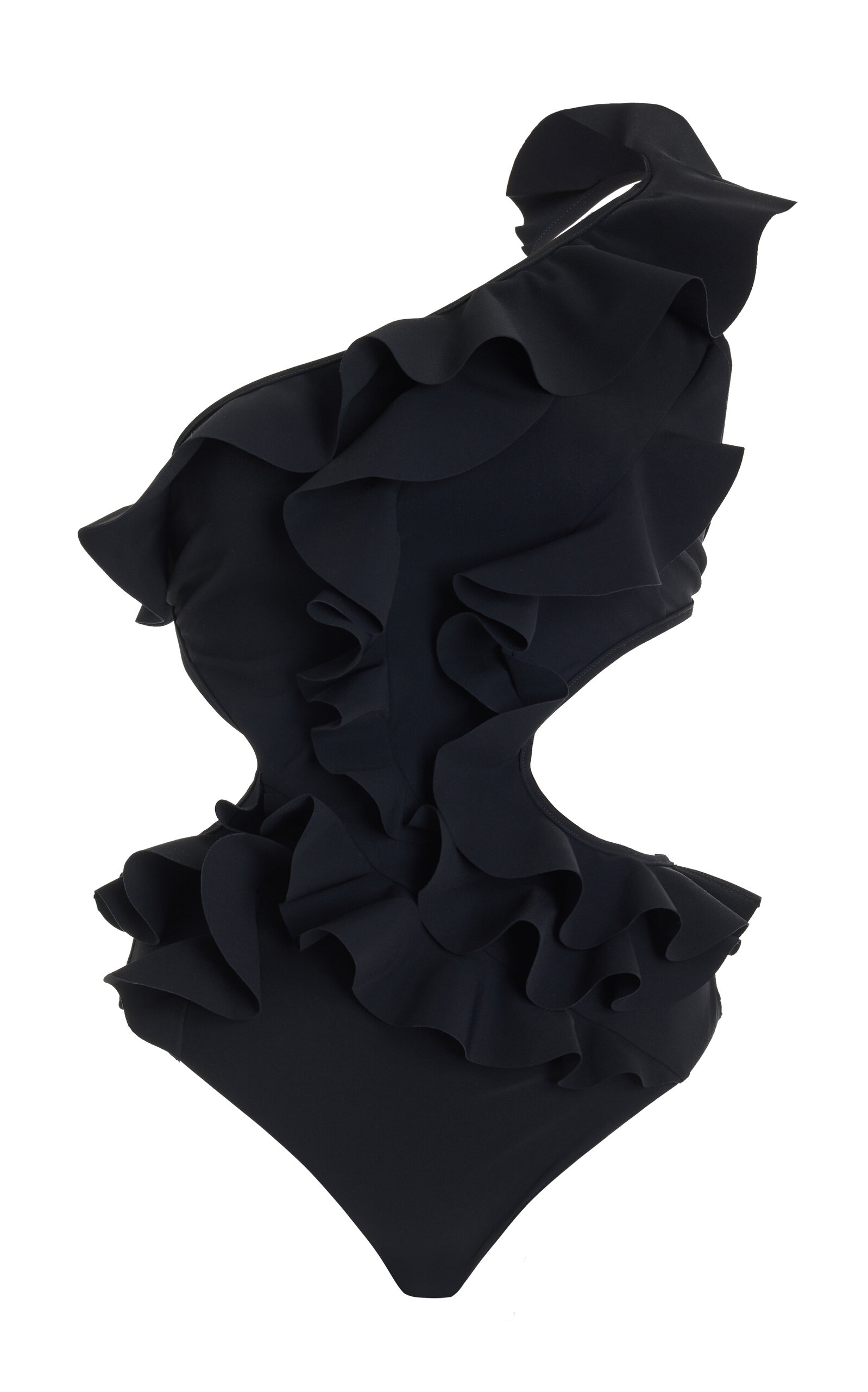 Zimmermann Devi Ruffled One-piece Swimsuit In Black