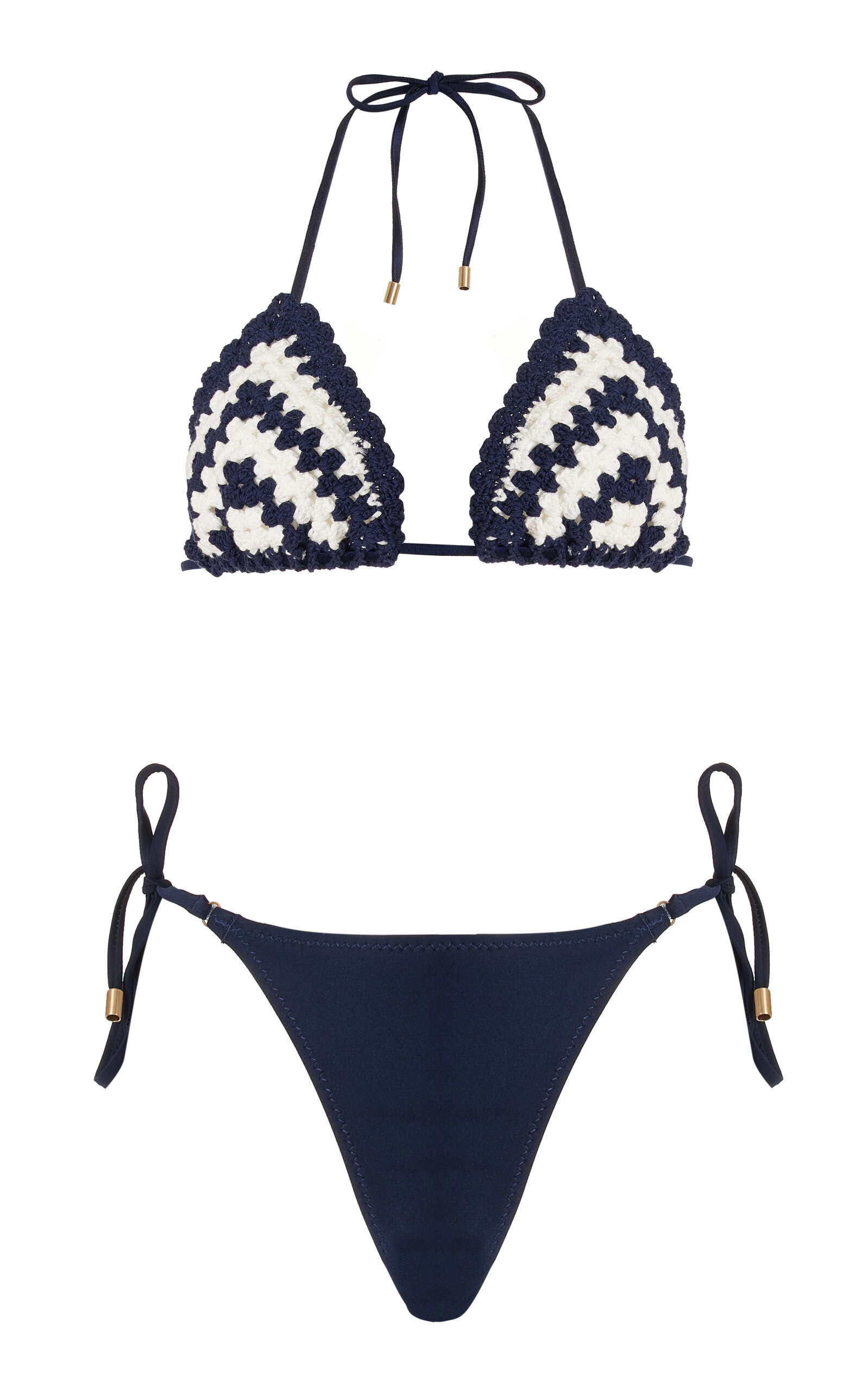 Zimmermann Chintz Chevron Crochet Bikini Set In Stripe