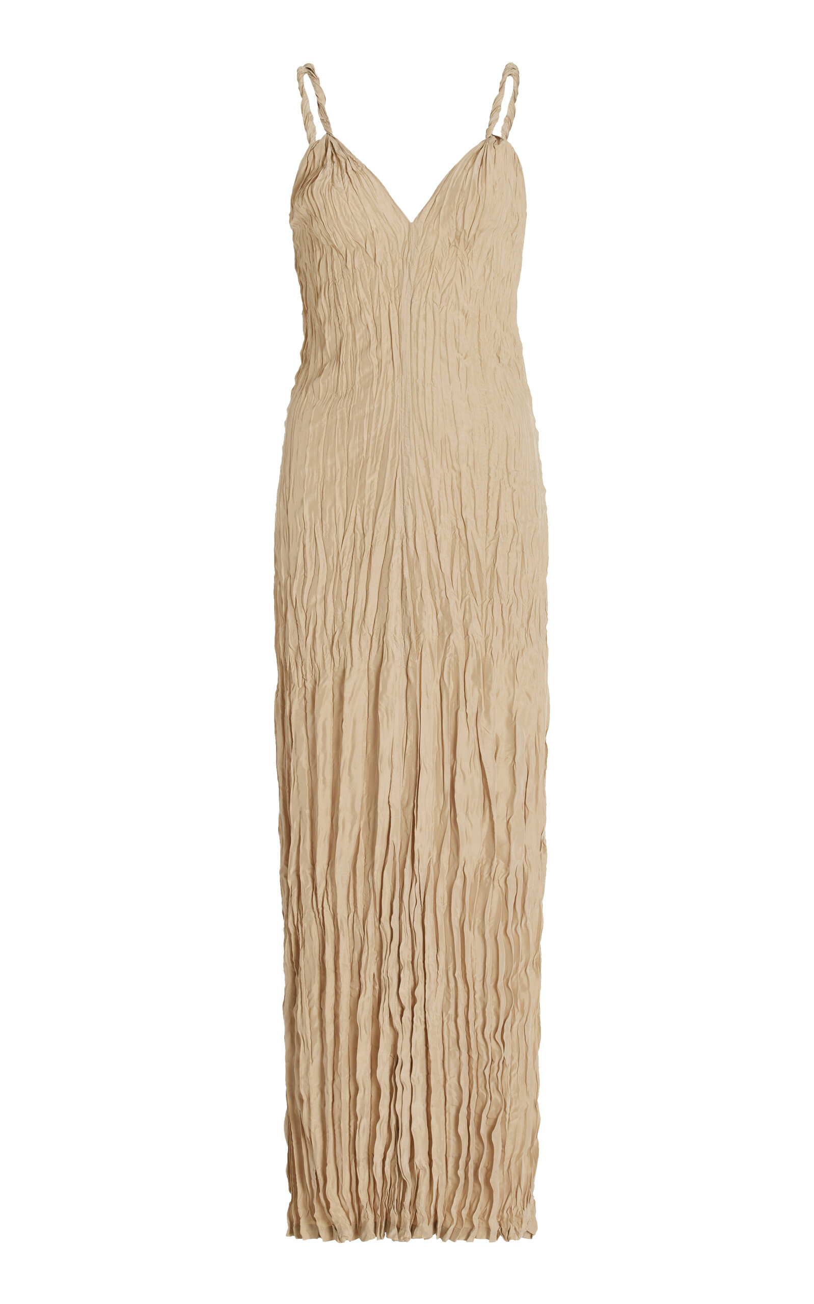 Totême Twist-strap Crinkled-silk Maxi Dress In Neutral