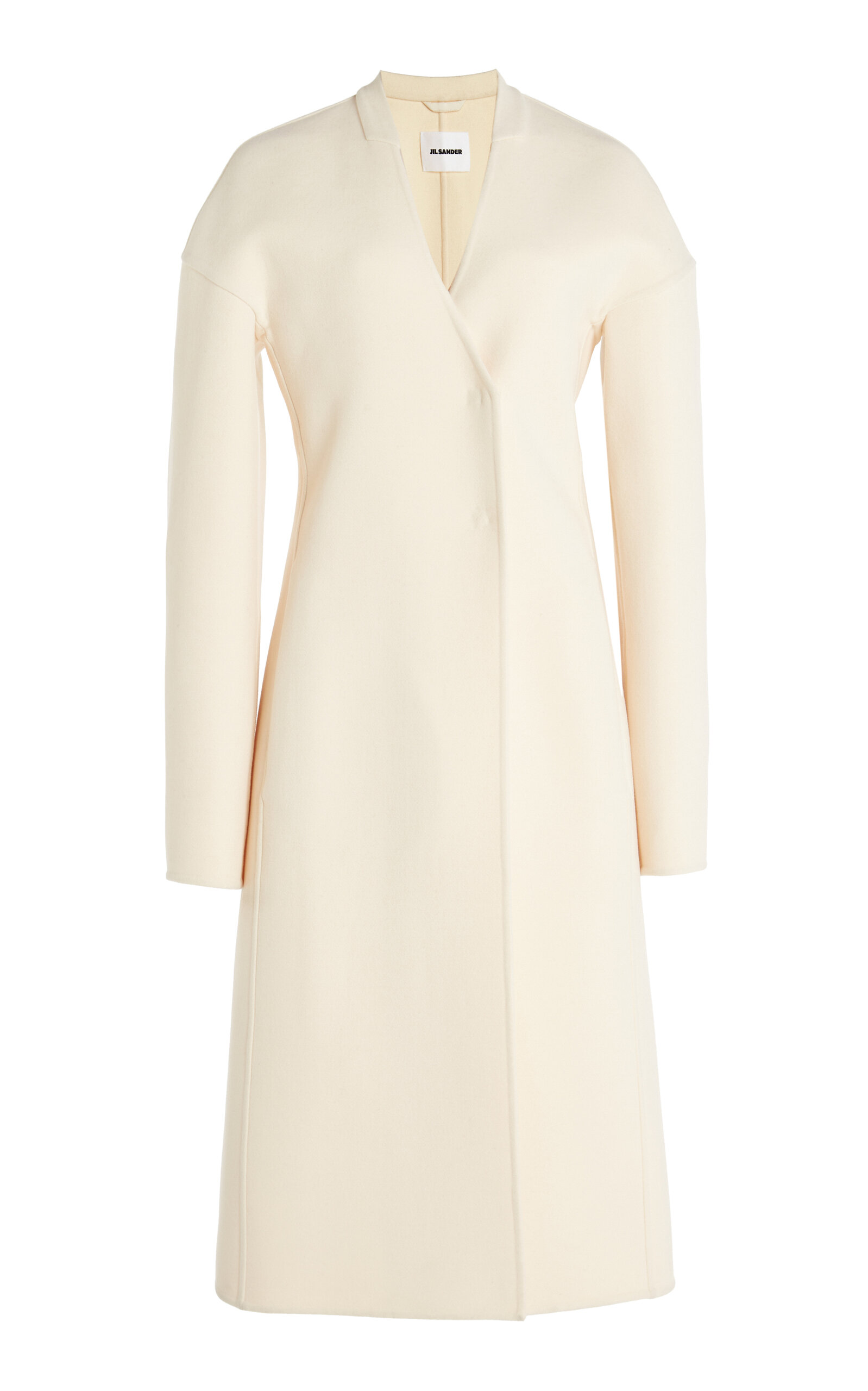 Jil Sander Long Wool Coat In Neutral